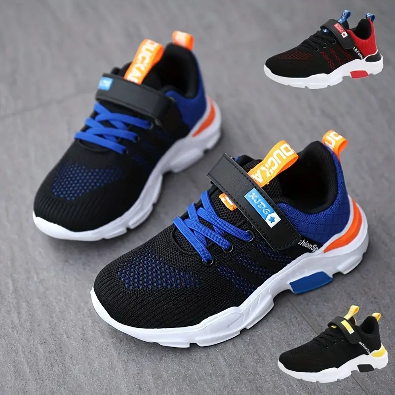 Zapatos Tejidos Transpirables Informales Con Cierre De Gancho Y Lazo Para Niños, Adolescentes, Zapatos Cómodos, Ligeros, Antideslizantes, Bajos, Para Correr, Para Interiores, Exteriores, Primavera Y Otoño detalles 0
