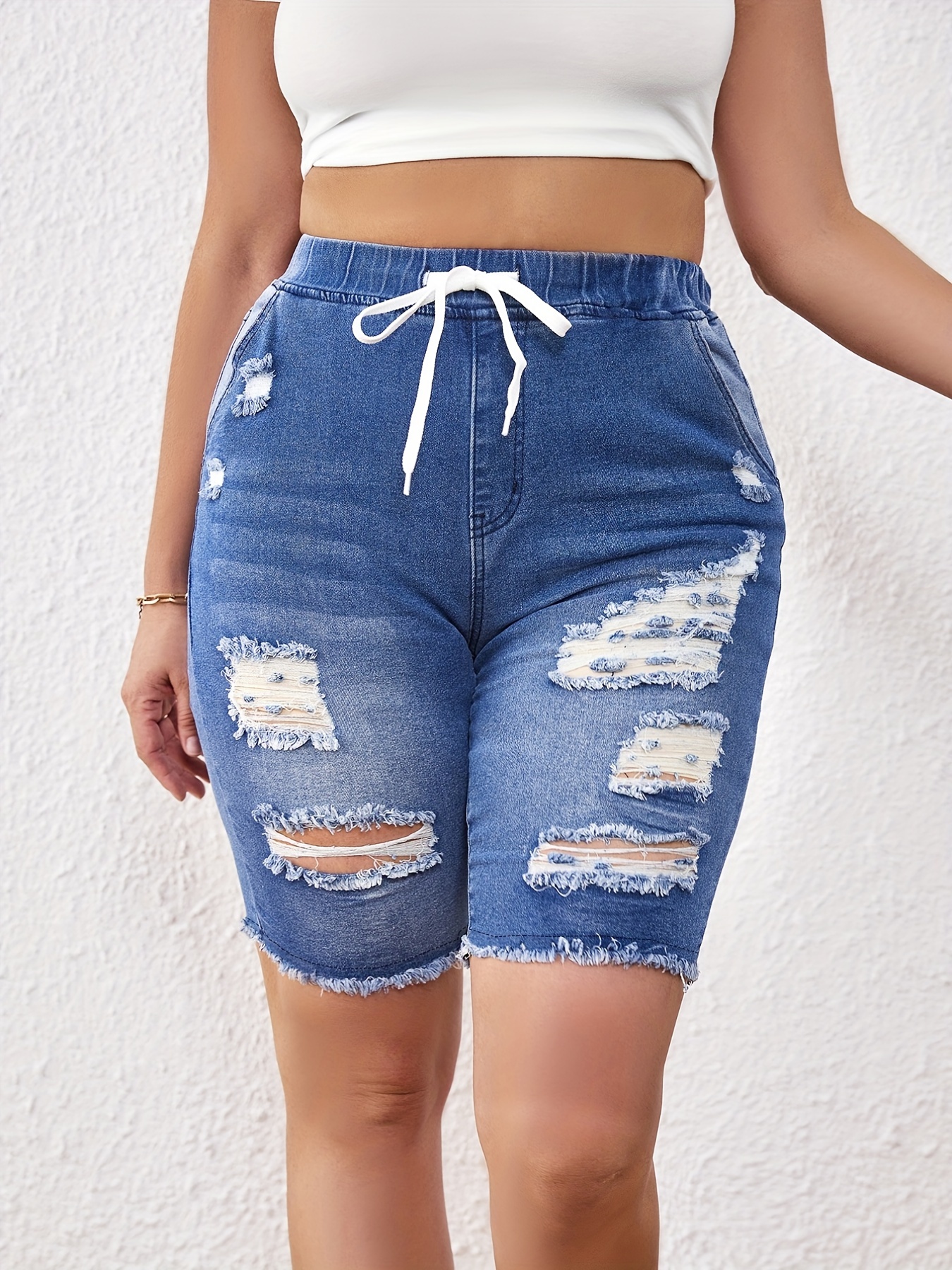 Buy DISOLVE Women Plus Size Casual Denim Shorts High Waisted
