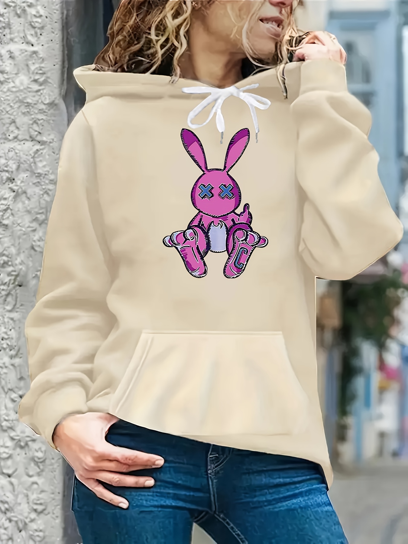 The Year Of Rabbit Flower Papercutting Print Hooded Shirt - Temu