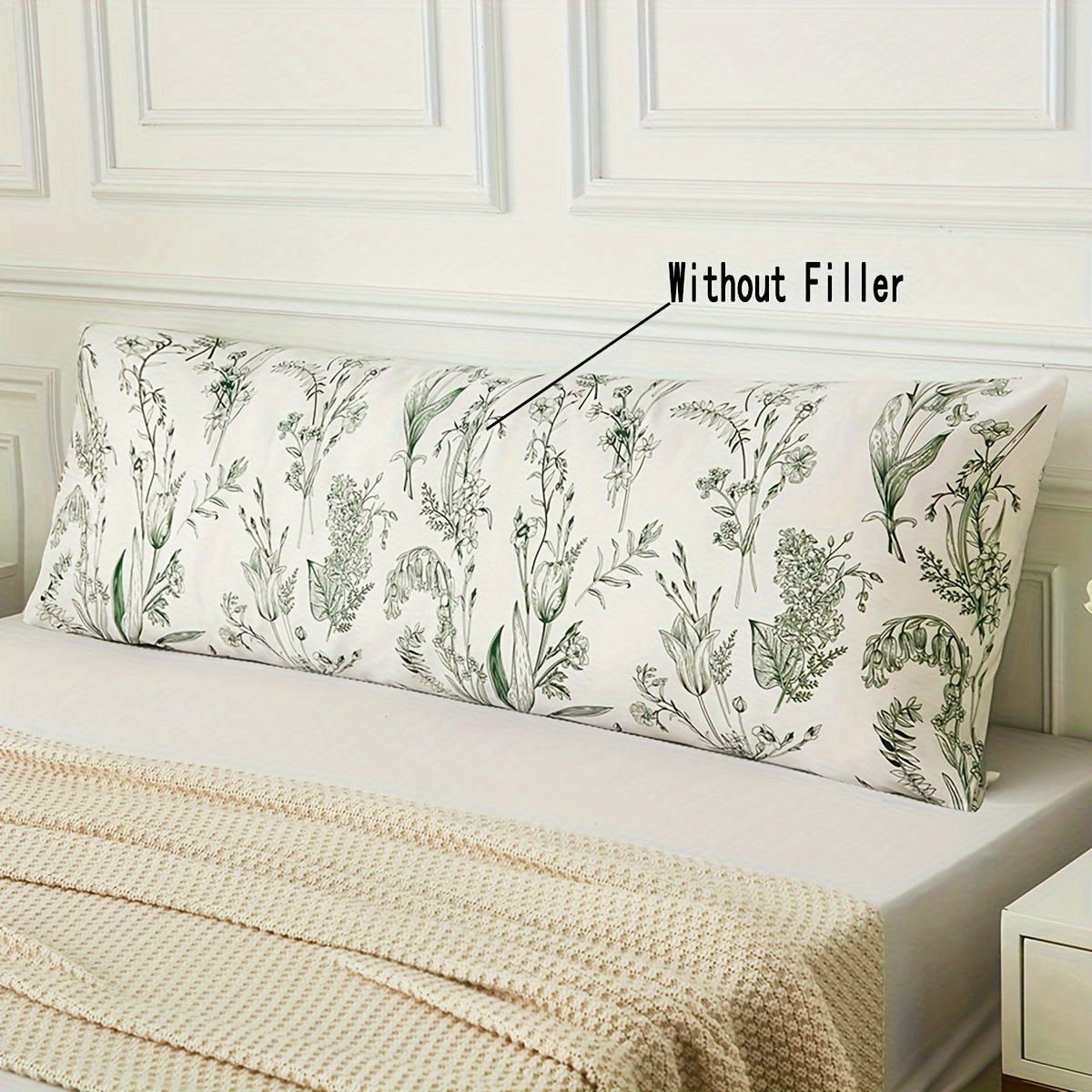 

1pc Printed Polyester Green Botanical Leaf Long Pillow, Soft, Suitable For Sofa Decorative Pillowcases, Bed Casual Pillowcases, 51 * 137cm
