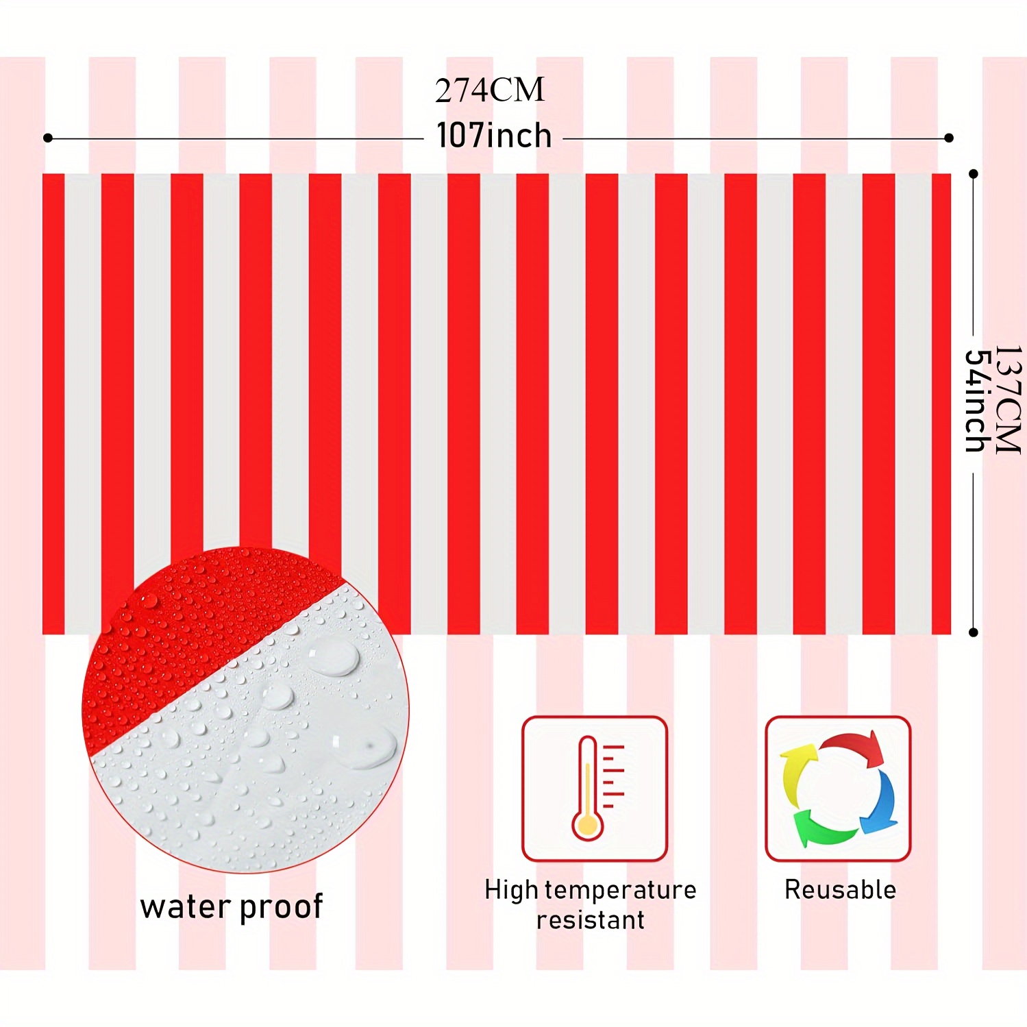 Nappe De Table Jetable à Carreaux Vichy Rose Et Blanc - Lot De 2 - 137