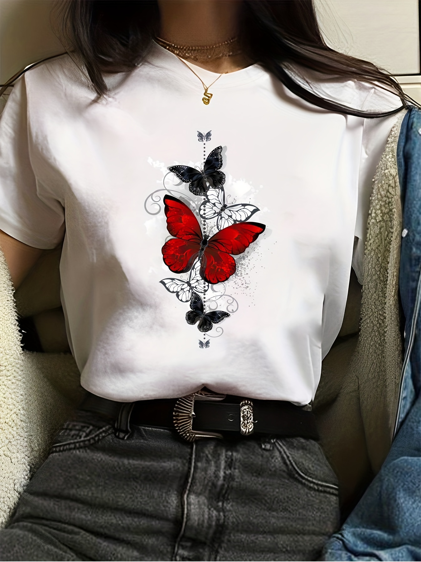 Tee-shirt - Papillon main - Pour femme