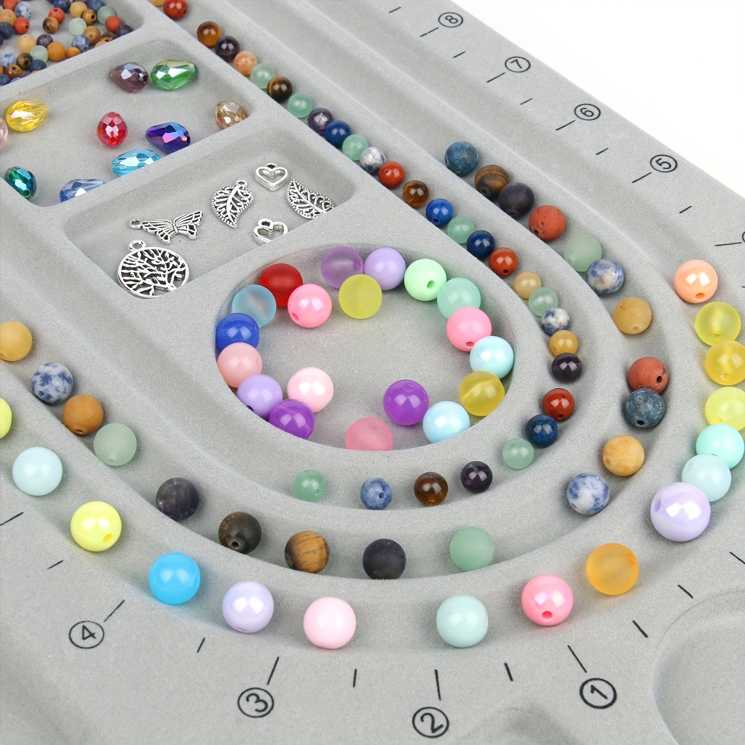 1 Pc/pack Jewelry Beads Plate Gray Flocked Bead Board for Diy Bracelet  Necklace Beading Jewelry Making Organizer Tray Design Craft Measuring Tool  Accessories