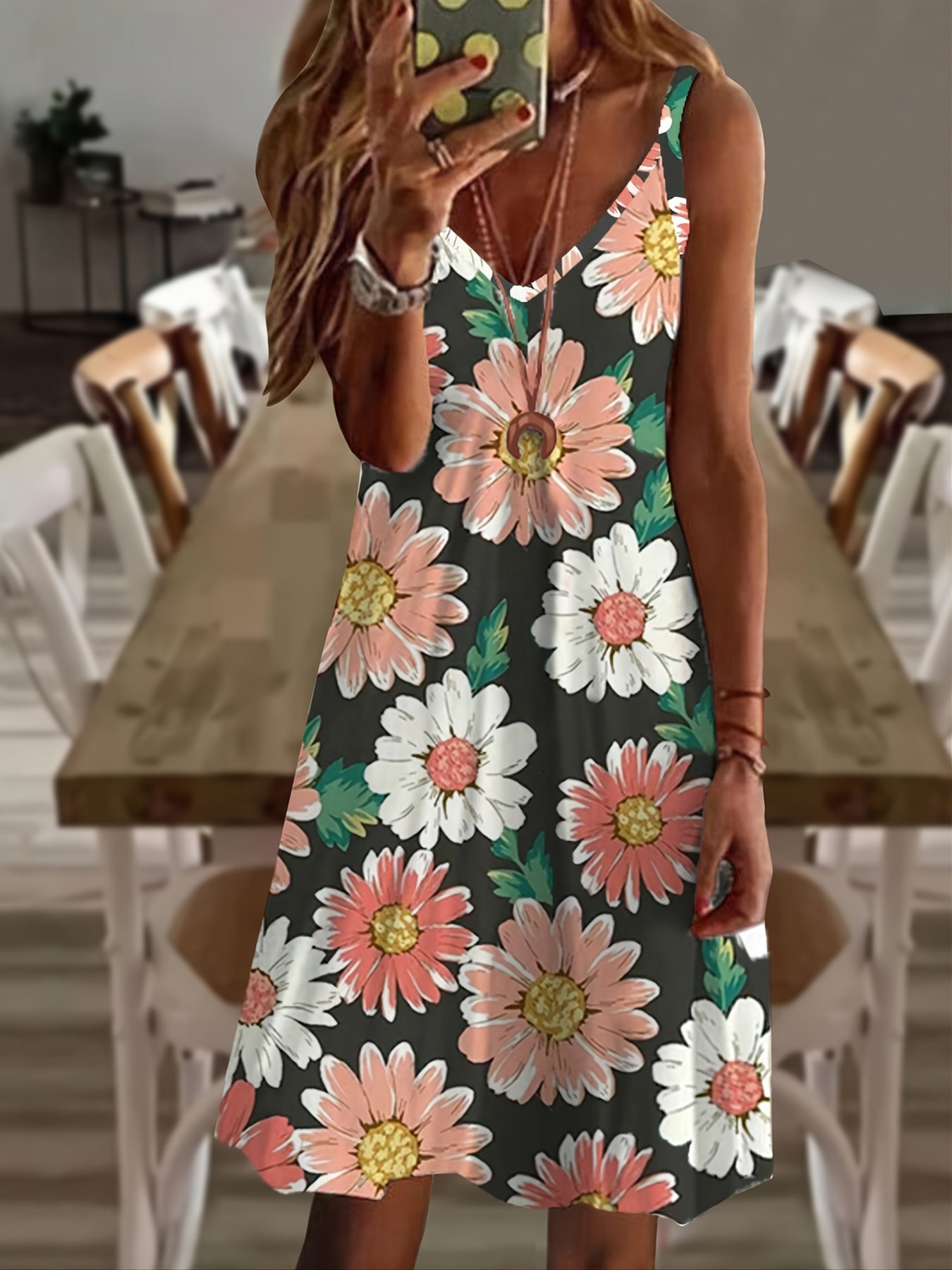  Vestidos de verano para mujer, estampado floral sin