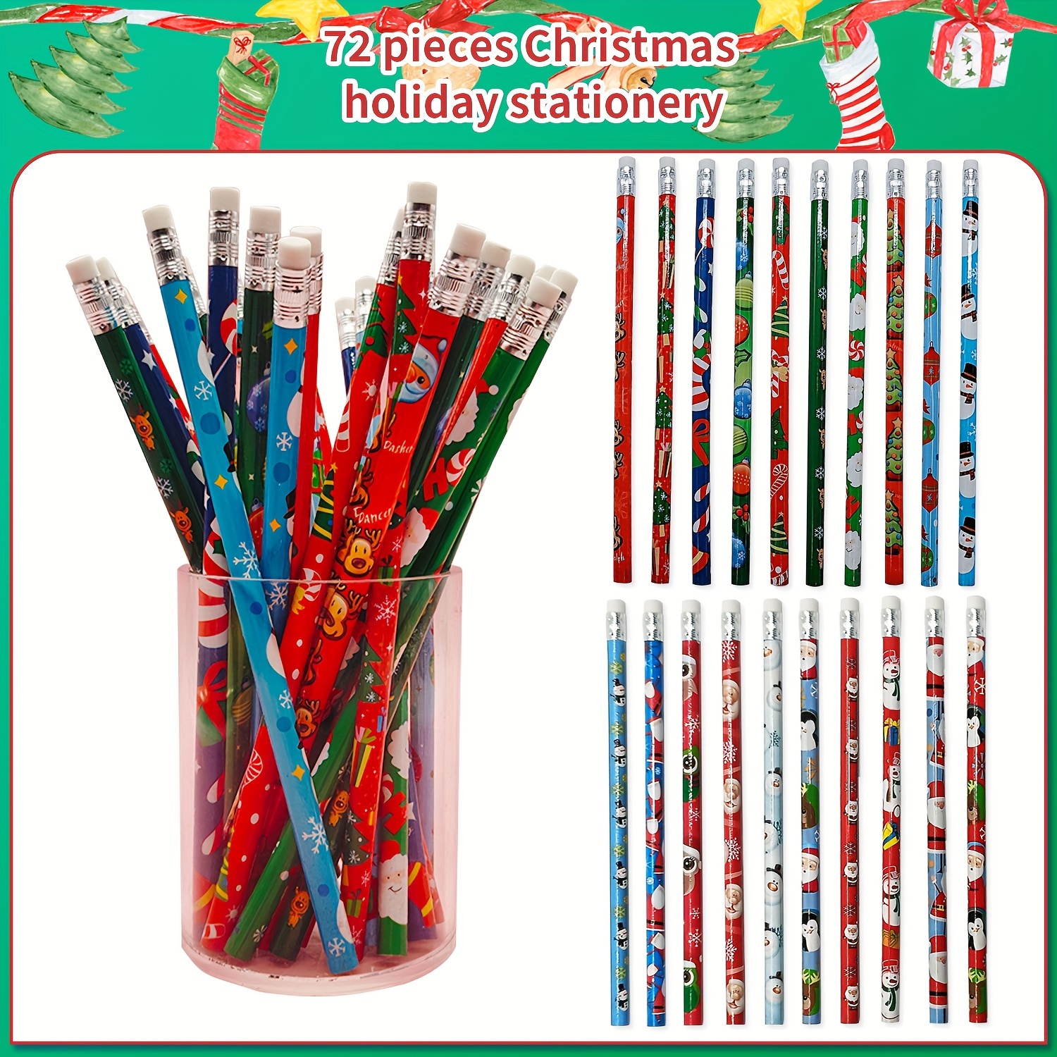 48 Pieces Valentine's Day Pencils Assorted Patterns Wood Pencils Valentines  Pencil for Kids Party Favor Valentine's Day School Supplies, 12 Styles