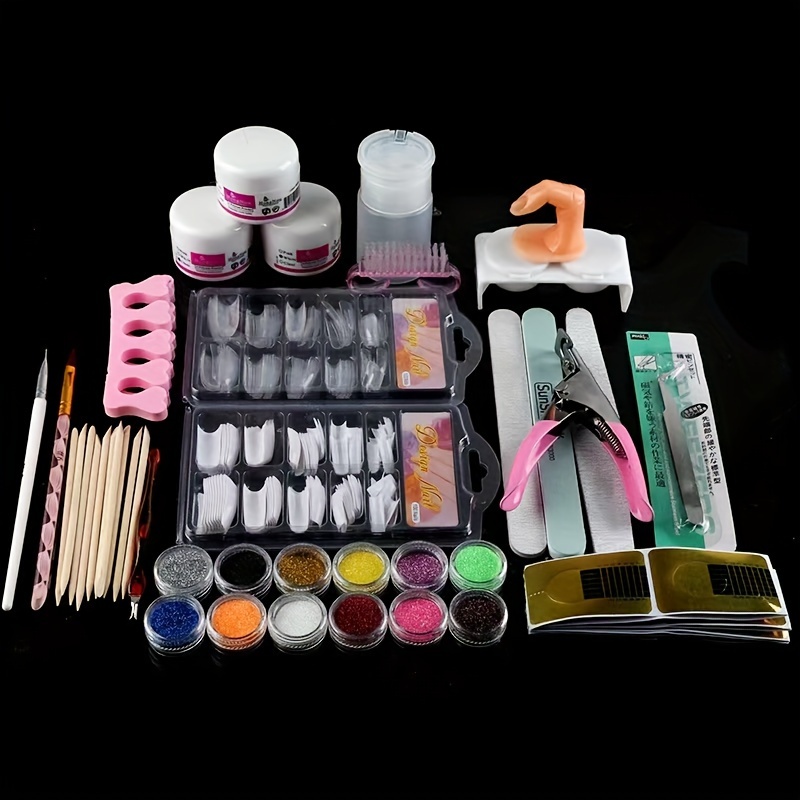 Kit de uñas acrílicas con taladro, juego de polvo acrílico y líquido  monómero con brocas acrílicas para uñas acrílicas, extensión profesional,  kit de