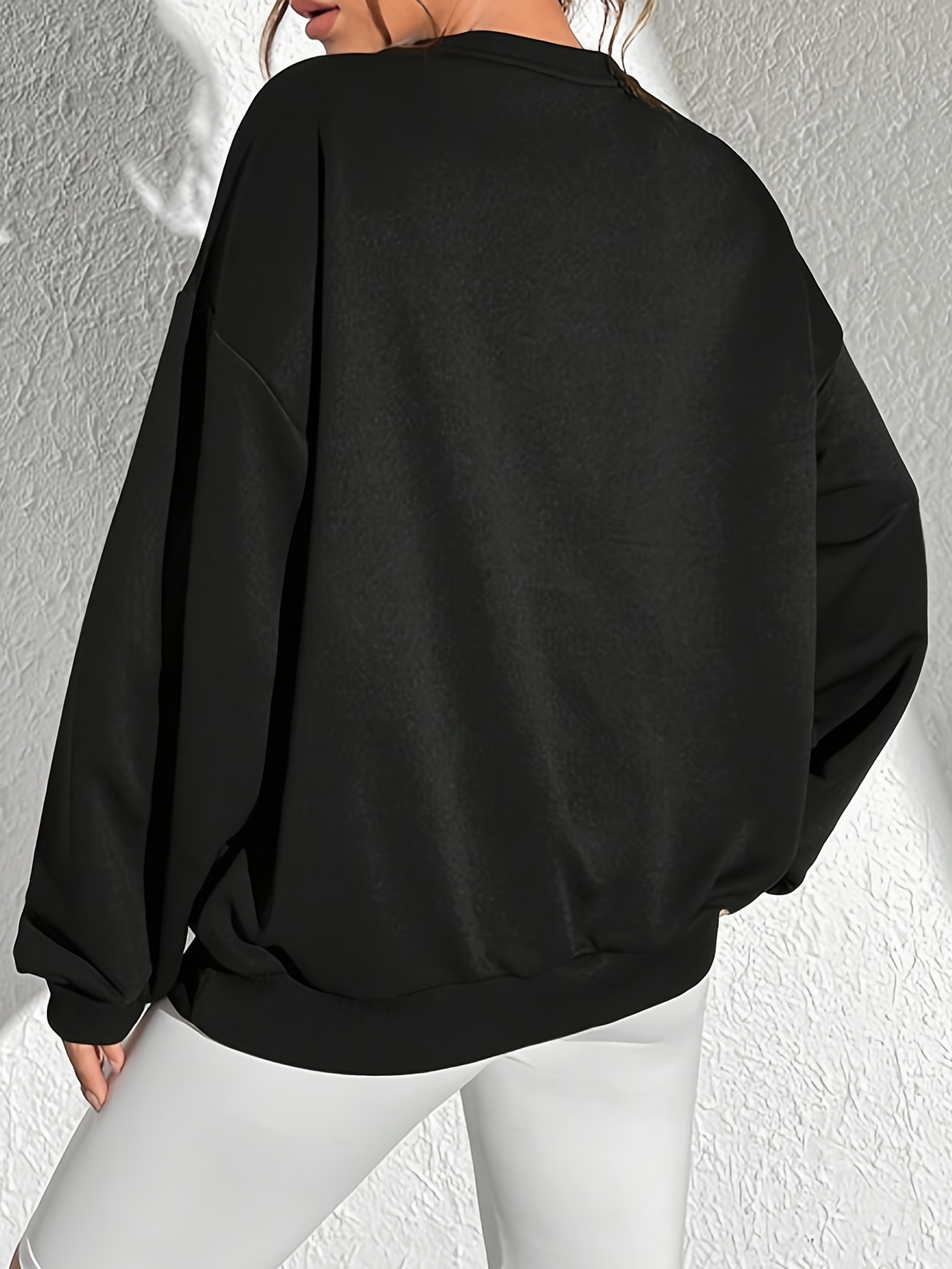 Figure Slogan Print Pullover Sweatshirt Casual Long Sleeve - Temu