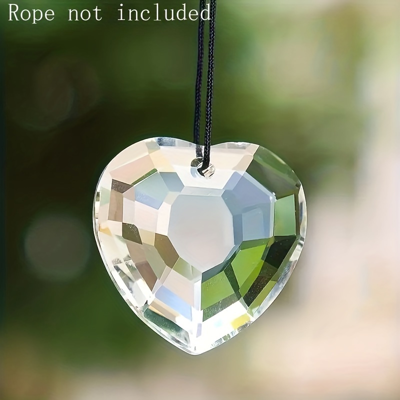 Glass Crystal Heart Pendant Crystal Faceted Pendant Heart - Temu
