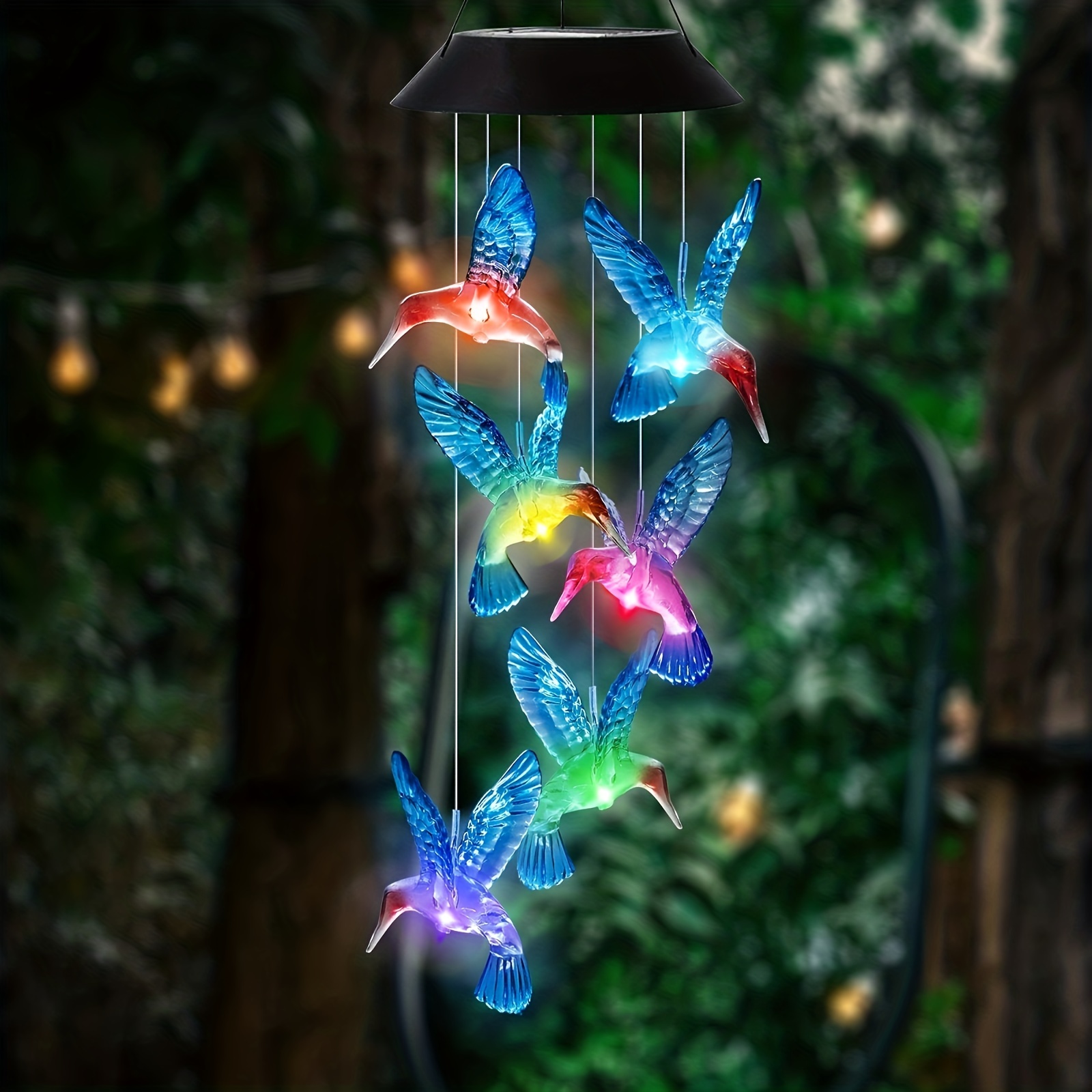 Solar Hummingbird Wind Chimes Color Changing Solar Mobile - Temu