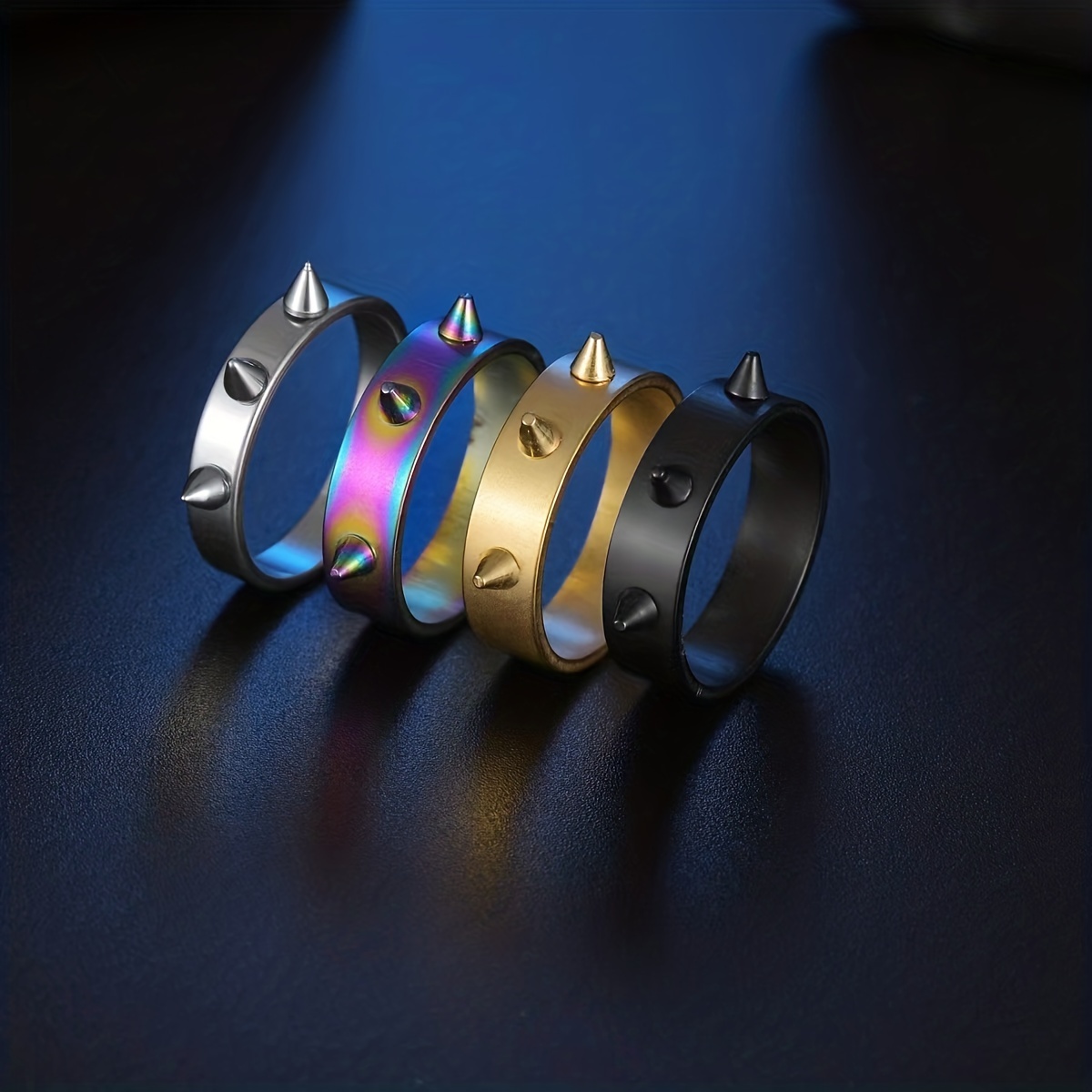 Men's Hip Hop Geometric Knuckle Stud Spike Ring