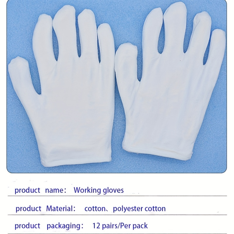 3 pares de guantes de algodón blanco para manos secas eczema spa hidratante  – Guantes de trabajo para servir inspección de disfraces