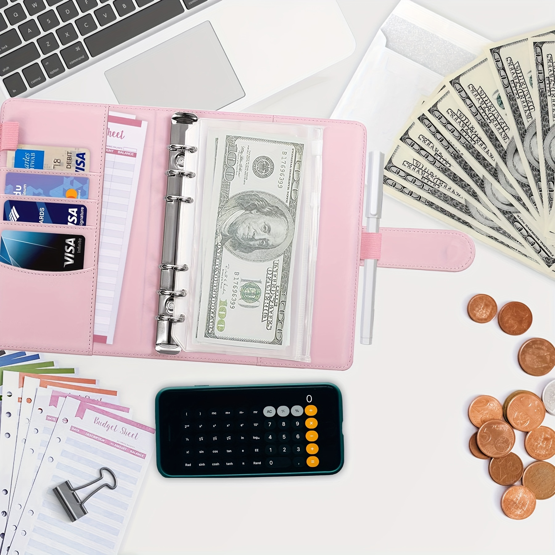 Budget Binder With Zipper Envelopes And Expense Budget Sheet - Temu
