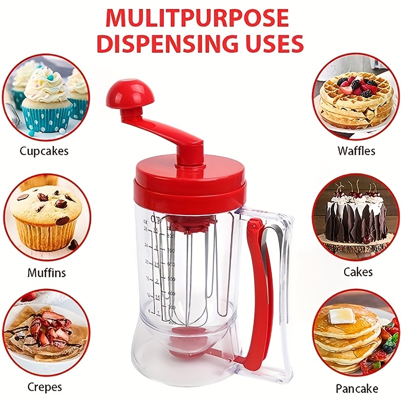  Hand Crank Batter Dispenser,Hand-held Manual Stirring Separator  Funnel Mixer with Scale Baking Tool for Pancake Cupcake Waffle : Home &  Kitchen