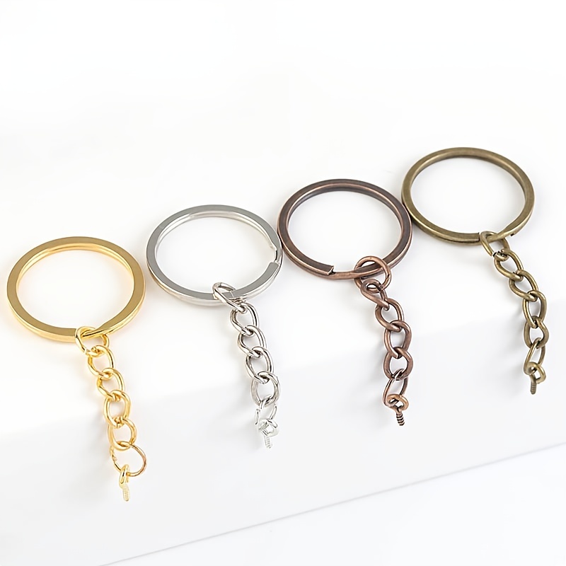 Key Ring With Chain And Open Jump Split Round Keychain Rings - Temu