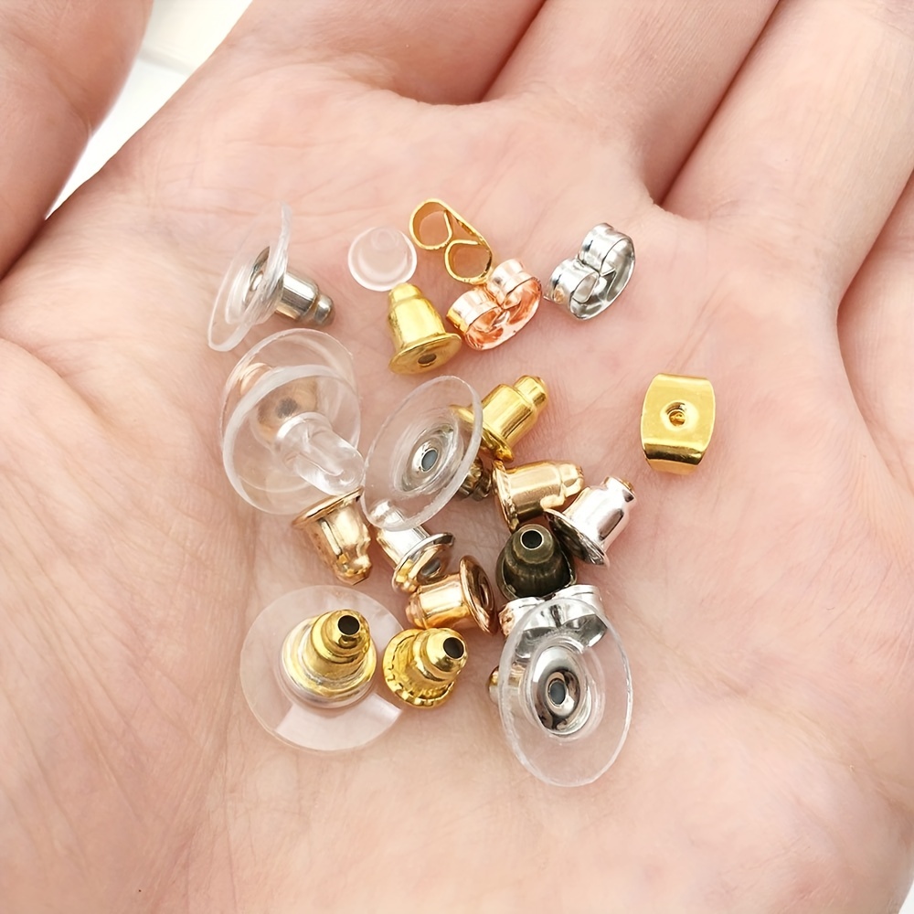 Ear Backs Stopper Metal Rubber Earring Back Ear Plug Findings For DIY  100-500pcs
