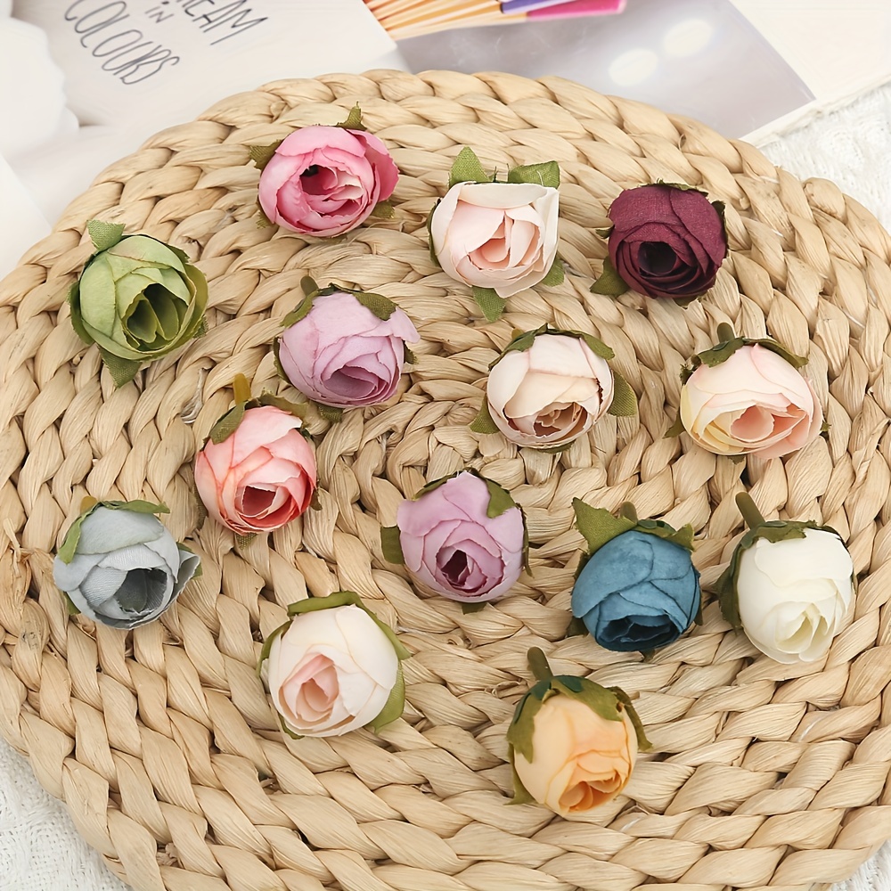 Mini Rose Silk Flower Head, Silk Fake Flowers Craft