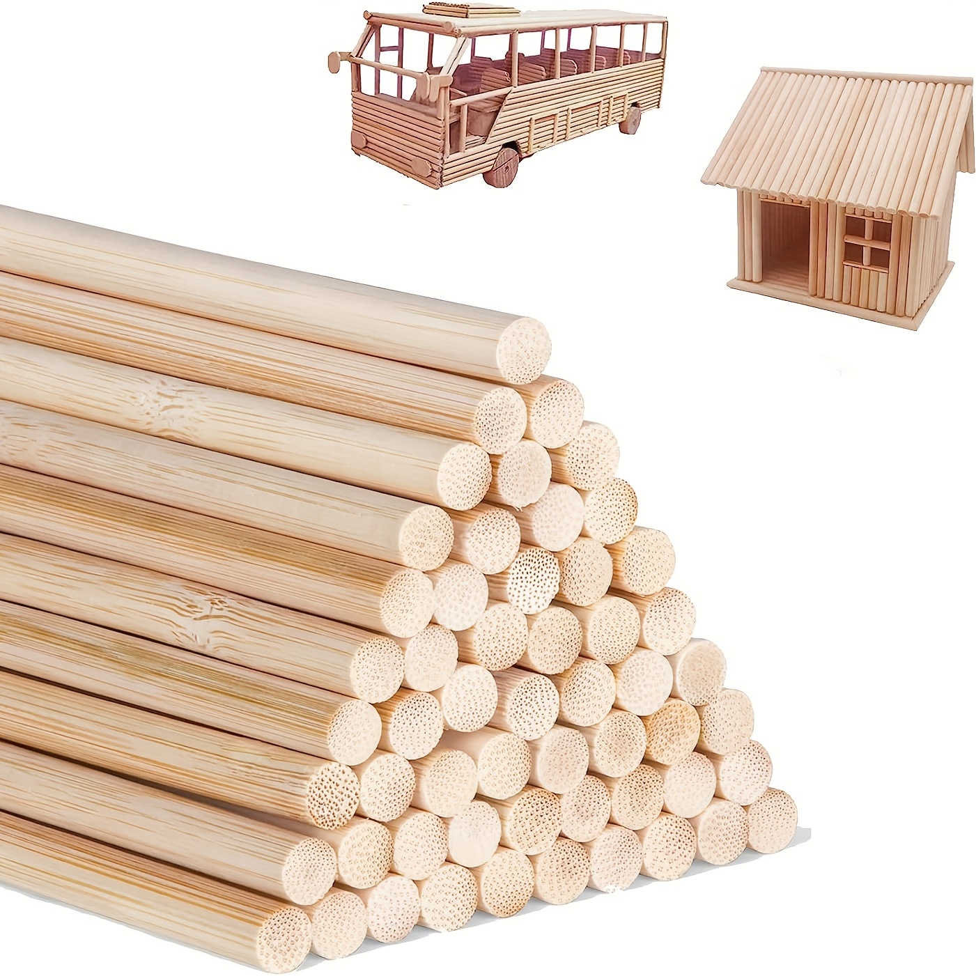  HJZALMI Palitos de madera de balsa, palos de madera dura sin  terminar, bastones largos naturales para manualidades de bricolaje,  fabricación de modelos, personalización de soporte (color: 1.2 x 1.2 in, 8
