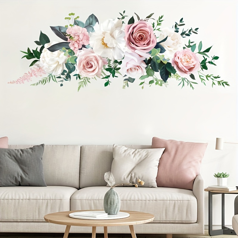 Grand Blanc Bleu Fleur Lotus Papillon Amovible Stickers MurAux 3D Wall Art  Décalcomanies Art Mural Pour Salon Chambre Décoration Intérieure