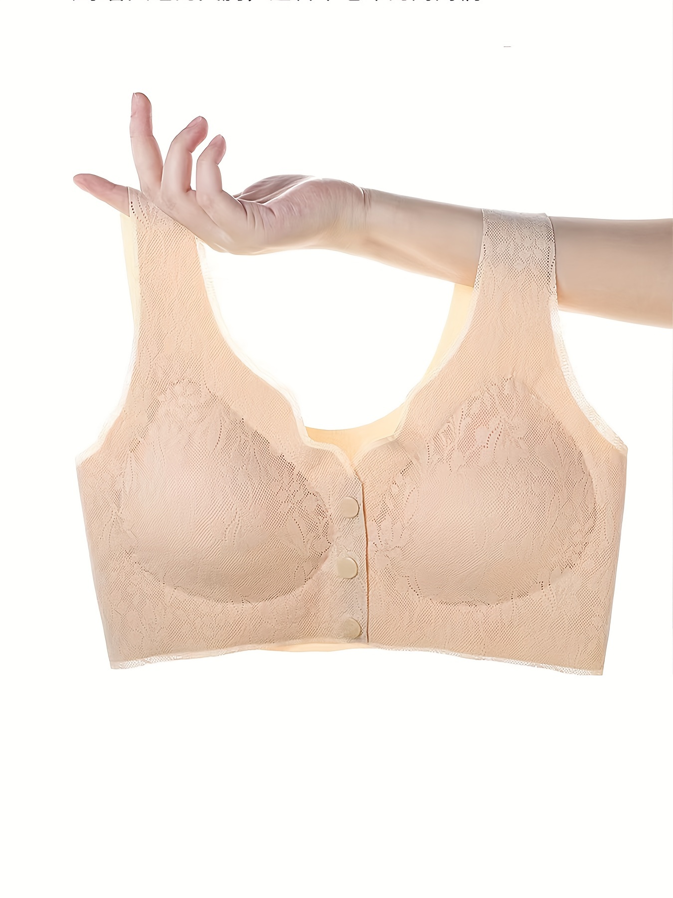 Contrast Lace Wireless Bra Comfy Breathable Front Buckle Bra - Temu
