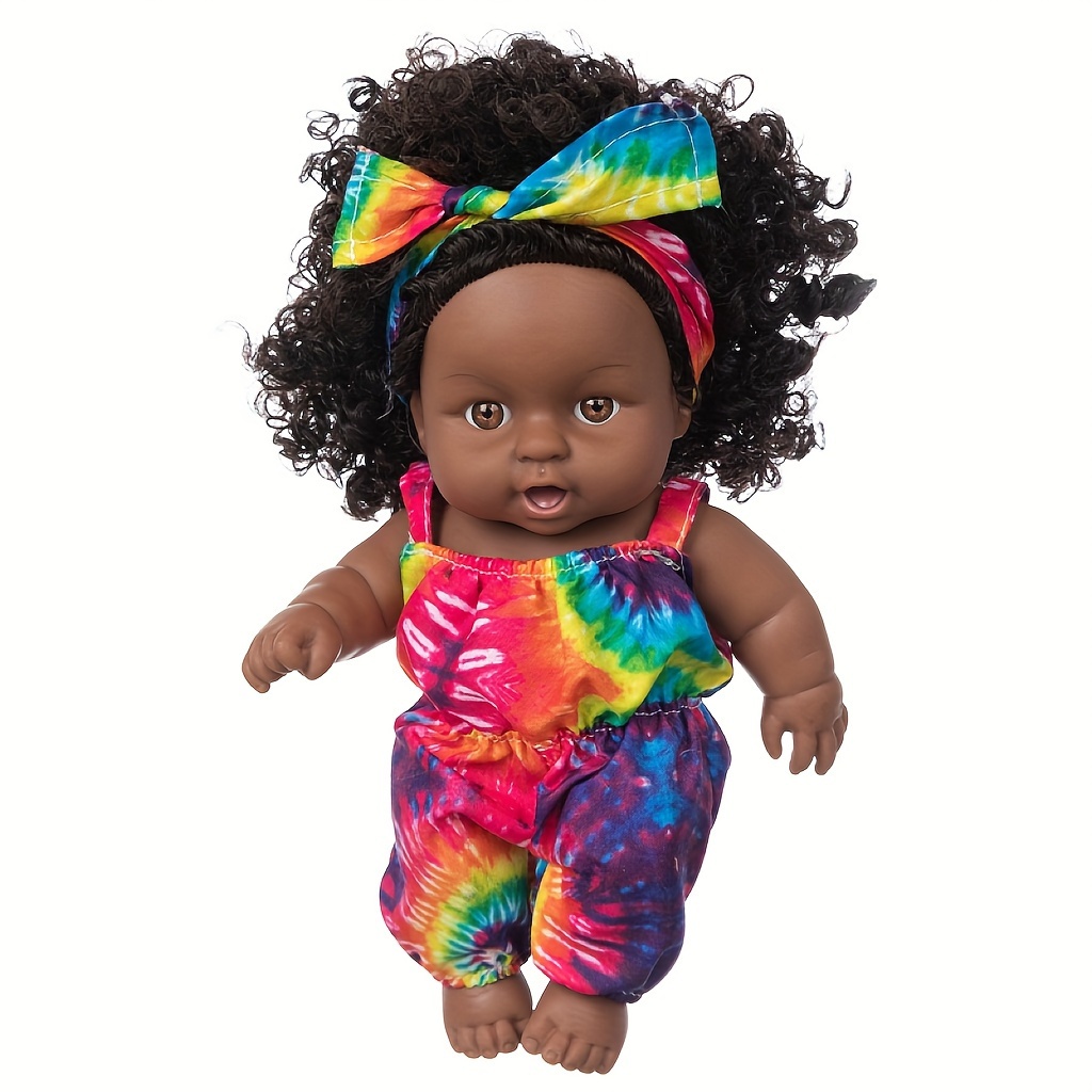 Jouet pour bébé noir africain avec cheveux bouclés Simualtion de Noël  Dessin animé pour poupée mignon mini garçons filles cadeau pour enfants