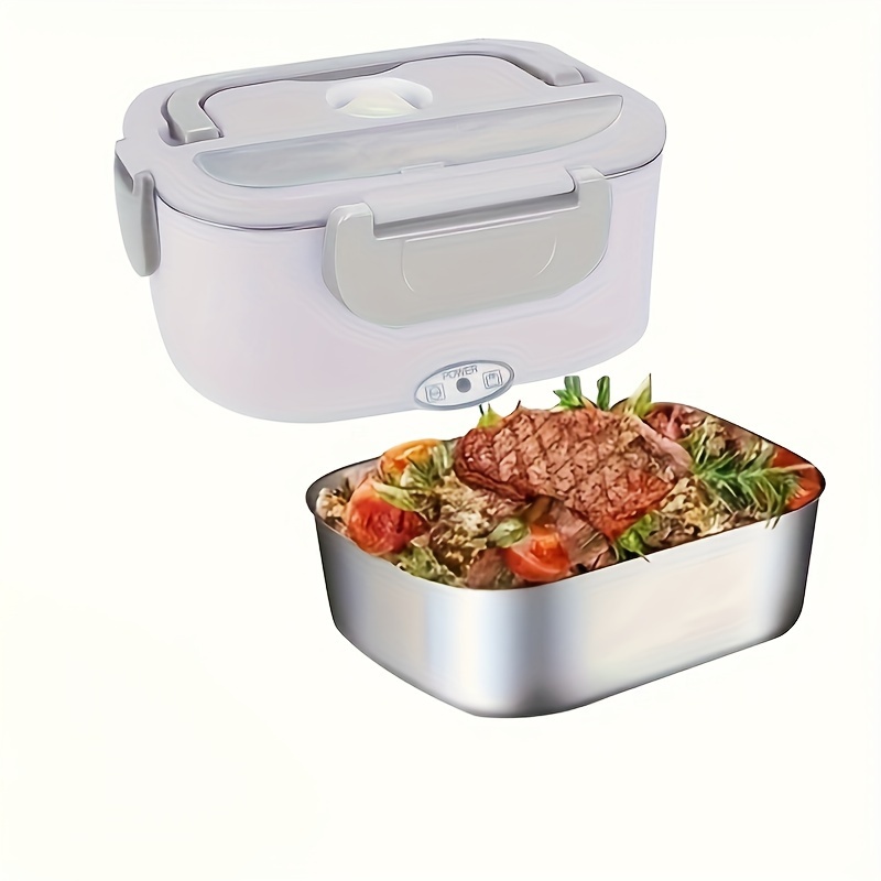 1pc/1set US Plug Electric Lunch Box, White Food Heater With 2 Compartments  40W Leakproof Portable Food Warmer Lunch Box For Adults Car Truck Work, 12V