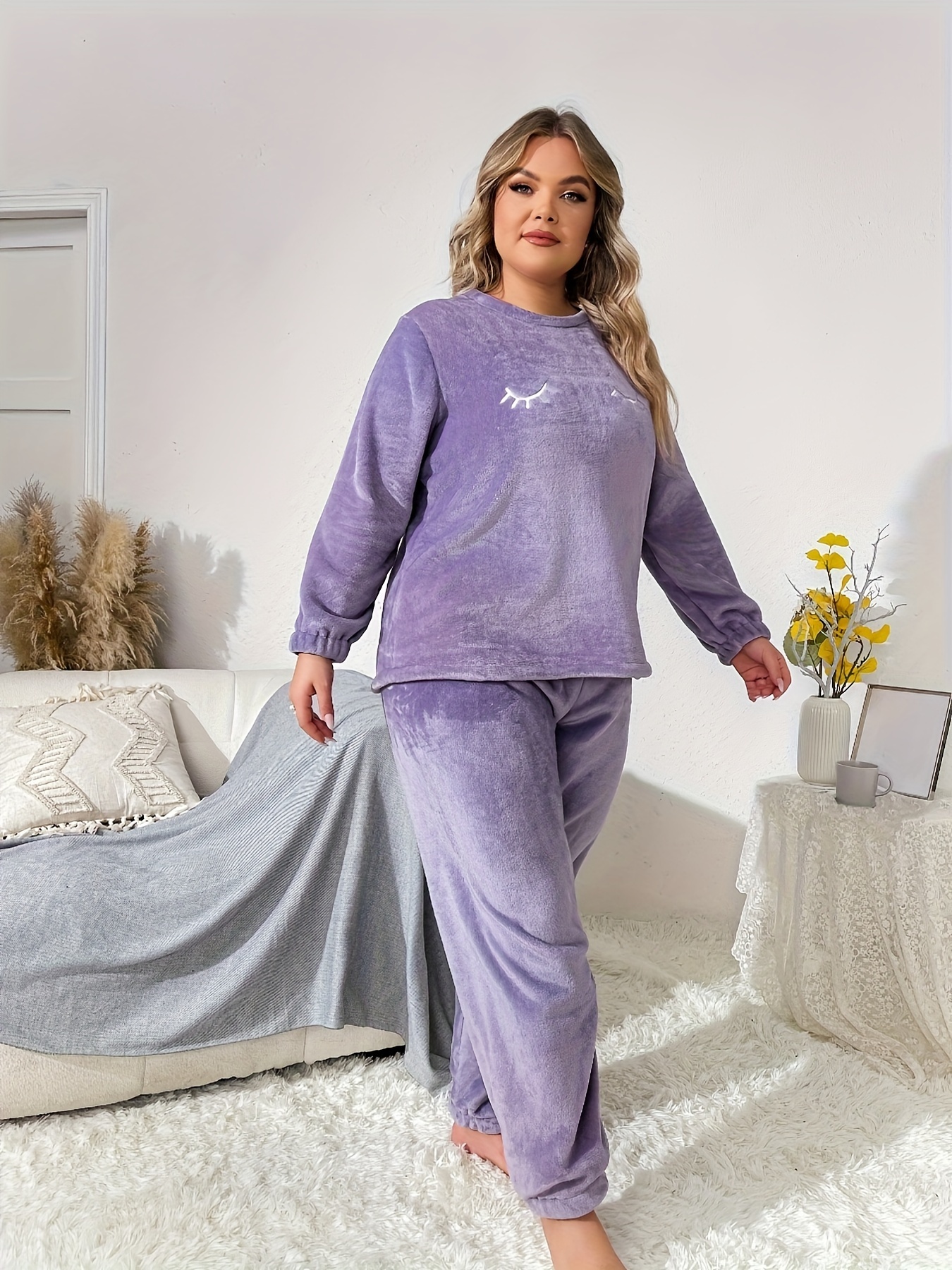 Women 2 Piece Fleece Sweatsuit Casual Hoodie and Jogger Pants Tracksuit  Thermal Loungwear Warm Soft Pajamas Set