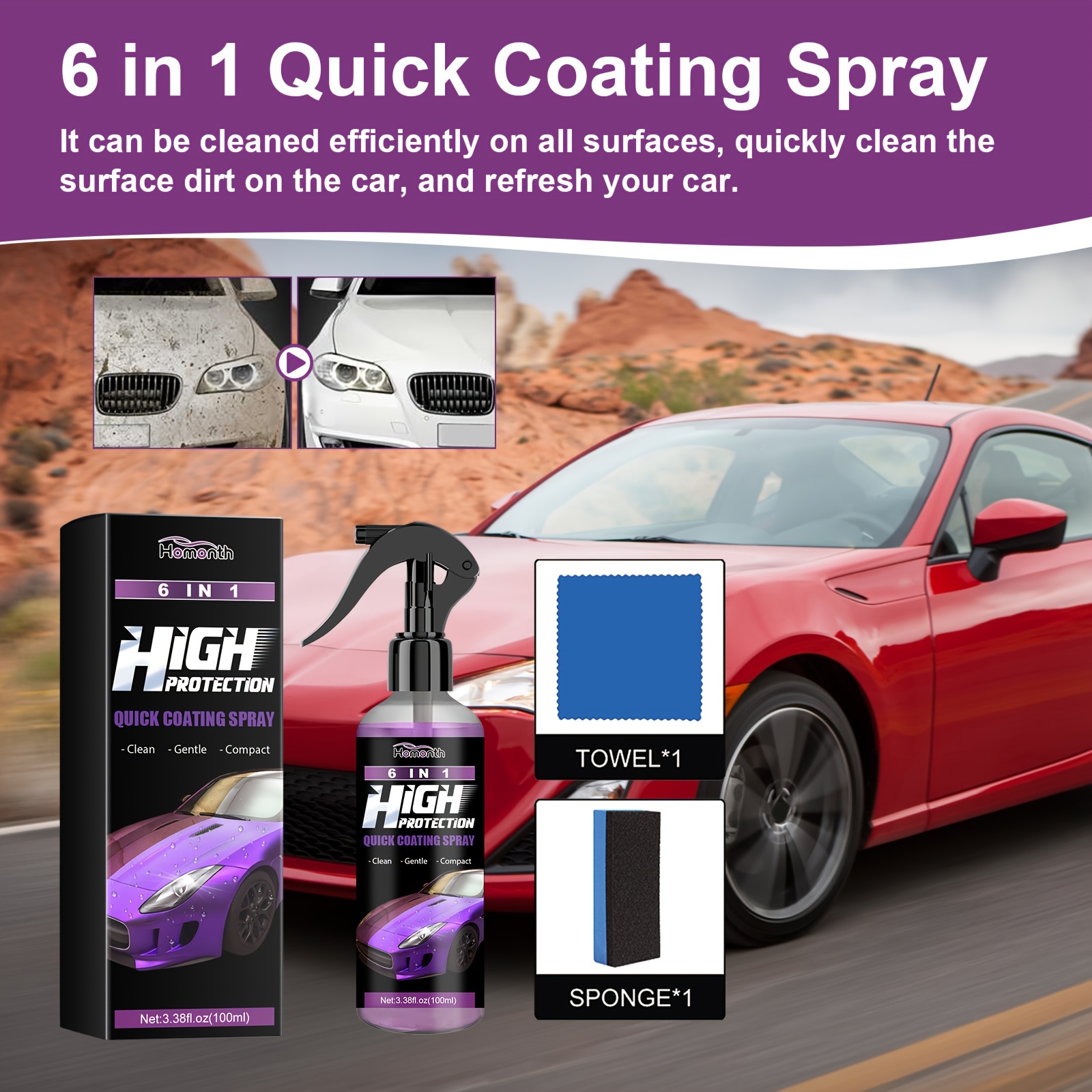3-in-1 High Protection Car Spray,Ottostuart Car Coating Agent, High  Protection Quick Car Coating Spray, Water-Proof,Fouling Resistance,  Anti-Aging,Suitable Car Paint (3 pcs) : : Automotive