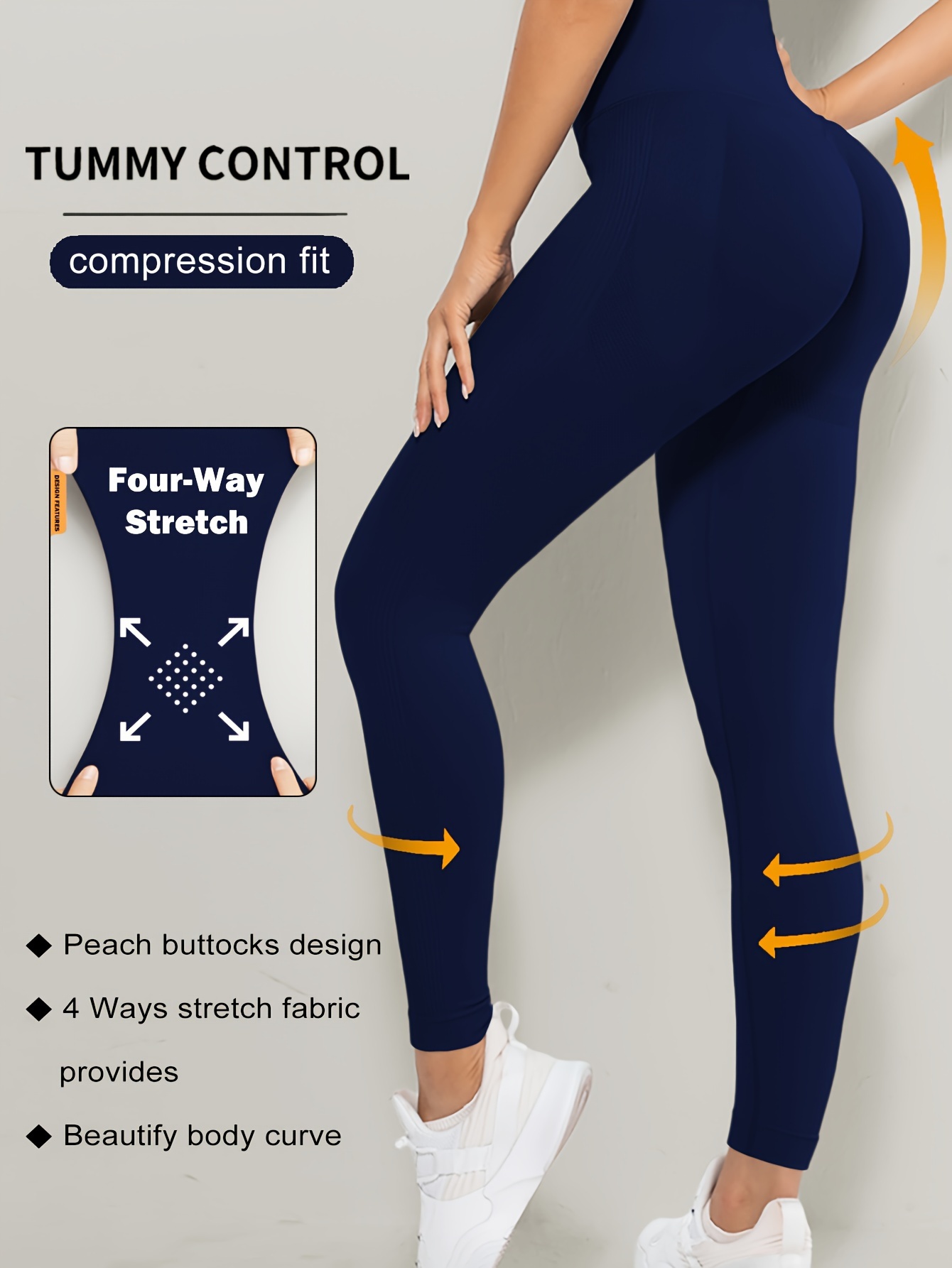 Solid Color Butt Lifting High Waist Yoga Pants High Stretch - Temu