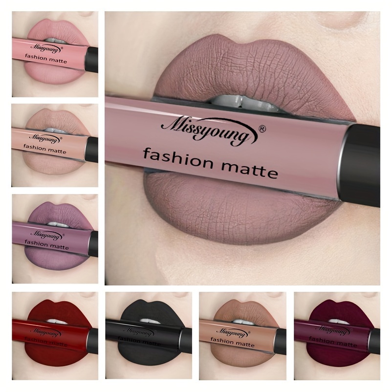 

Liquid Lipstick Fashion Matte Lip Gloss, Long-lasting Moisturizing, Easy To Apply, Festive Party Lip Color Collection In Black, Red & Neutral Shades