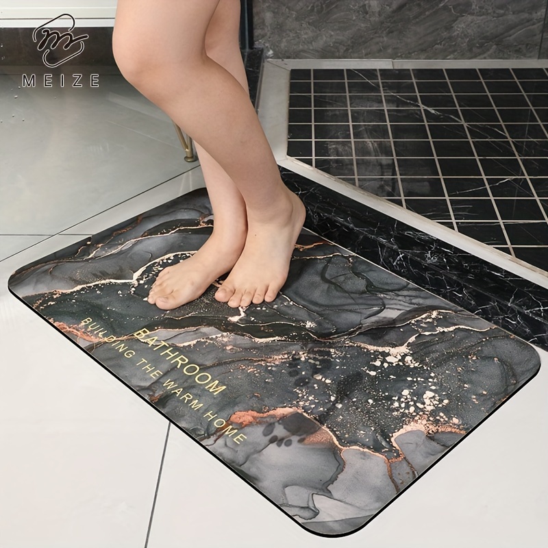 Diatomaceous Mud Water Absorbing Bath Mat, Quick Drying Bathroom Floor Mat,  Solid Color Simple And Suitable For Various Types Of Floor Rubber Anti Slip  And Water Absorbing Carpets, Thick, - Temu