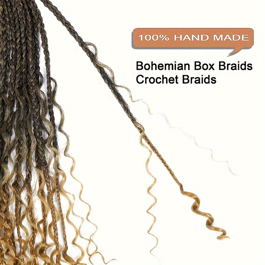 Box Braids Crochet Braids Curly Ends 3x Box Braid Ombre - Temu