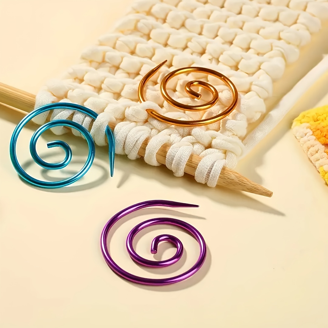ShenMo 4Pcs silver + gold spiral thread knitting needles, handmade knitting  shawl needle tool for yarn sewing knitting round crooked needles, a gift