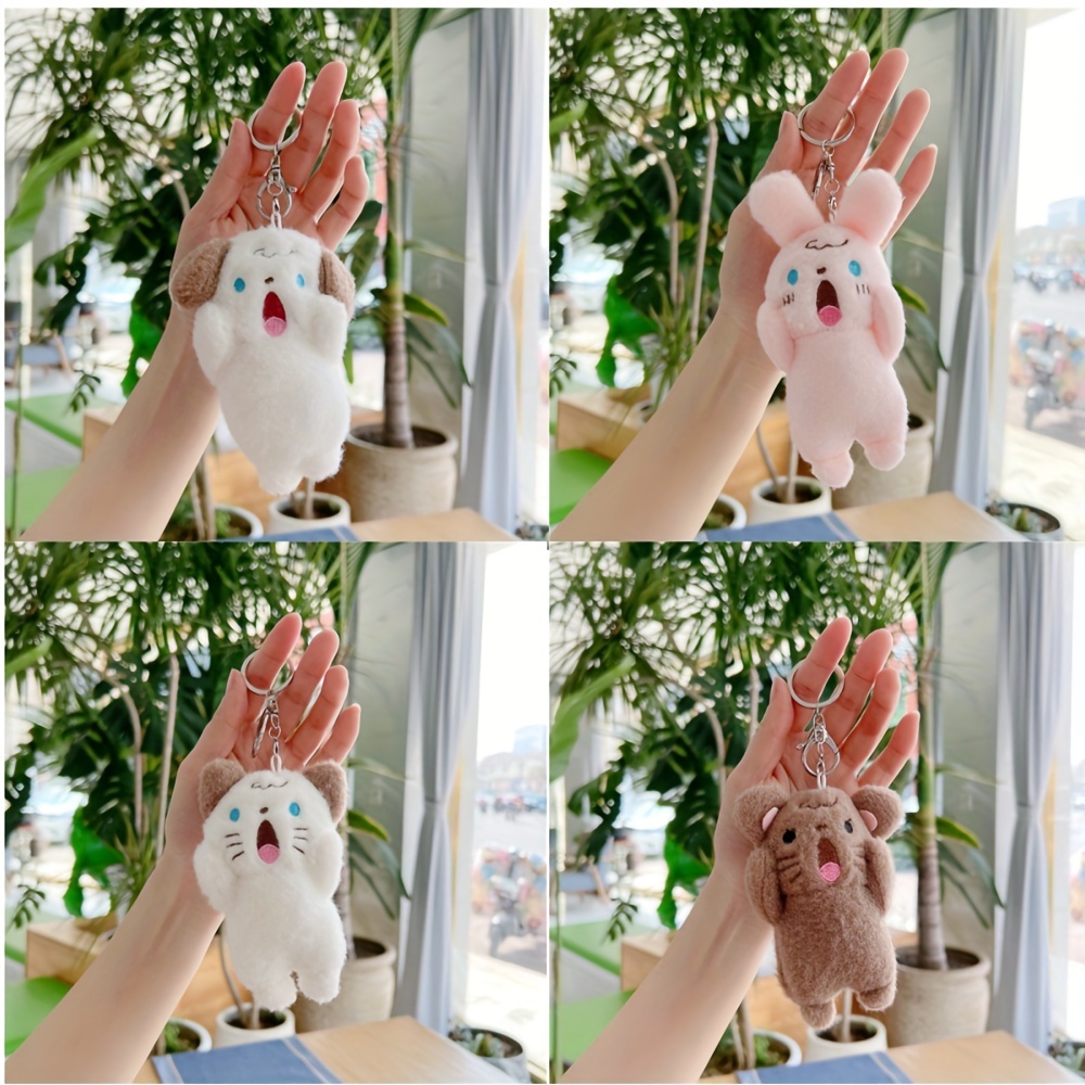 1pc, Cute Bear Bunny Plush Toy Doll Bag Pendant Small Keychain Christmas Party Gift Thanksgiving Gift Key Chain Halloween Decor Doll,Temu