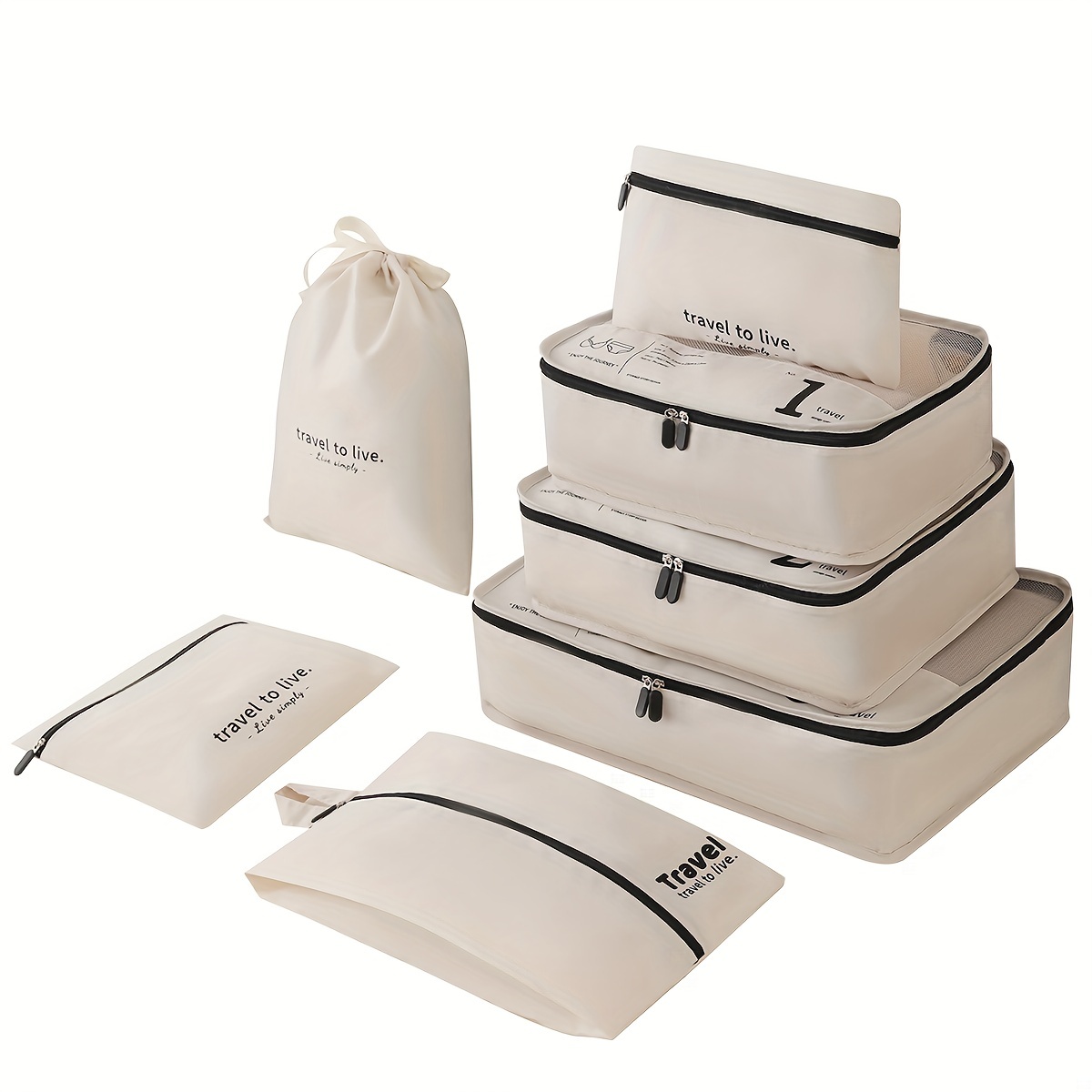 Travel Packing Cubes Foldable Clothes Storage Bag Set - Temu