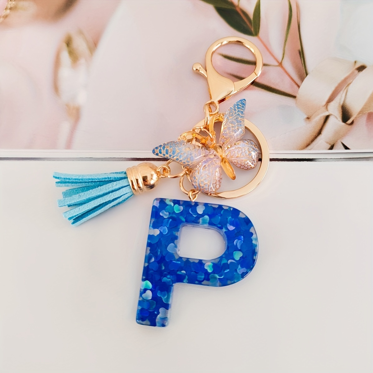 P hot sale name keychain