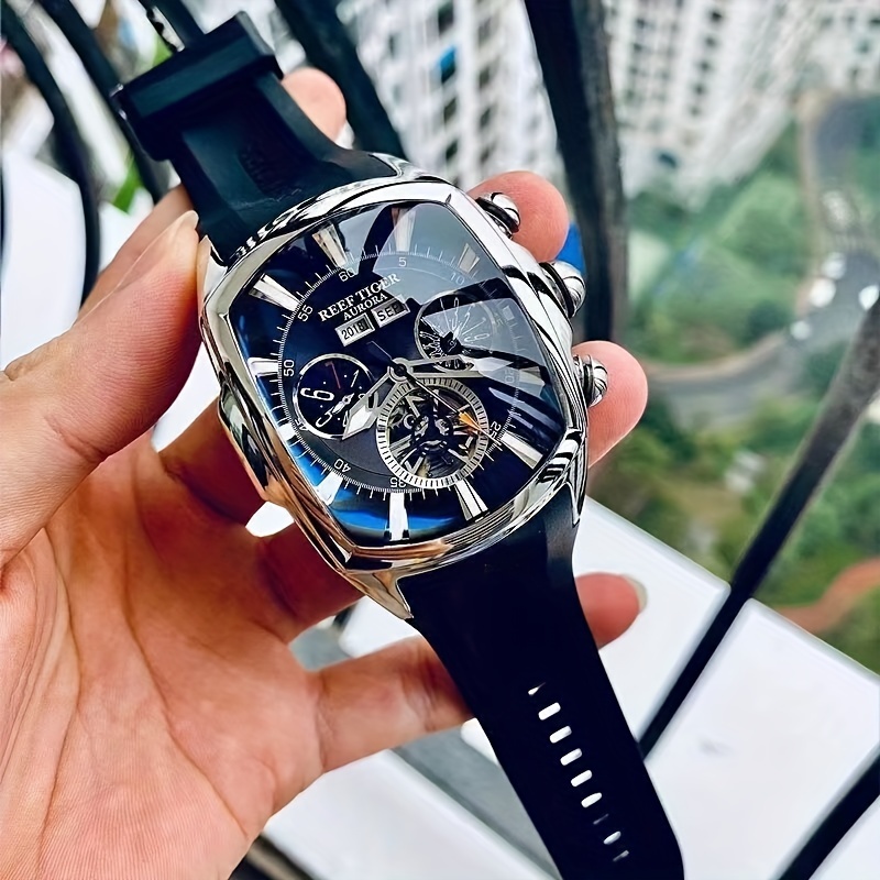 リーフタイガー] 腕時計 メンズ 大型文字盤 防水 全自動機械式時計
