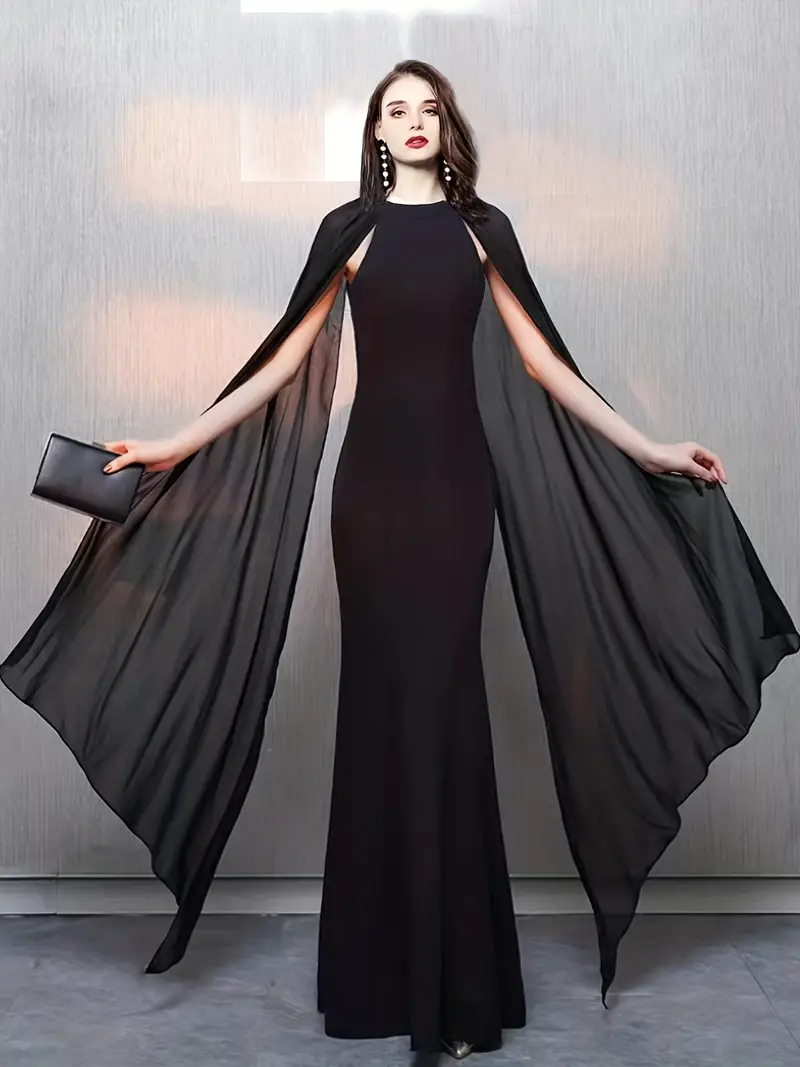 Split Extra Long Sleeve Dress Solid Maxi Evening Party Dress - Temu Canada