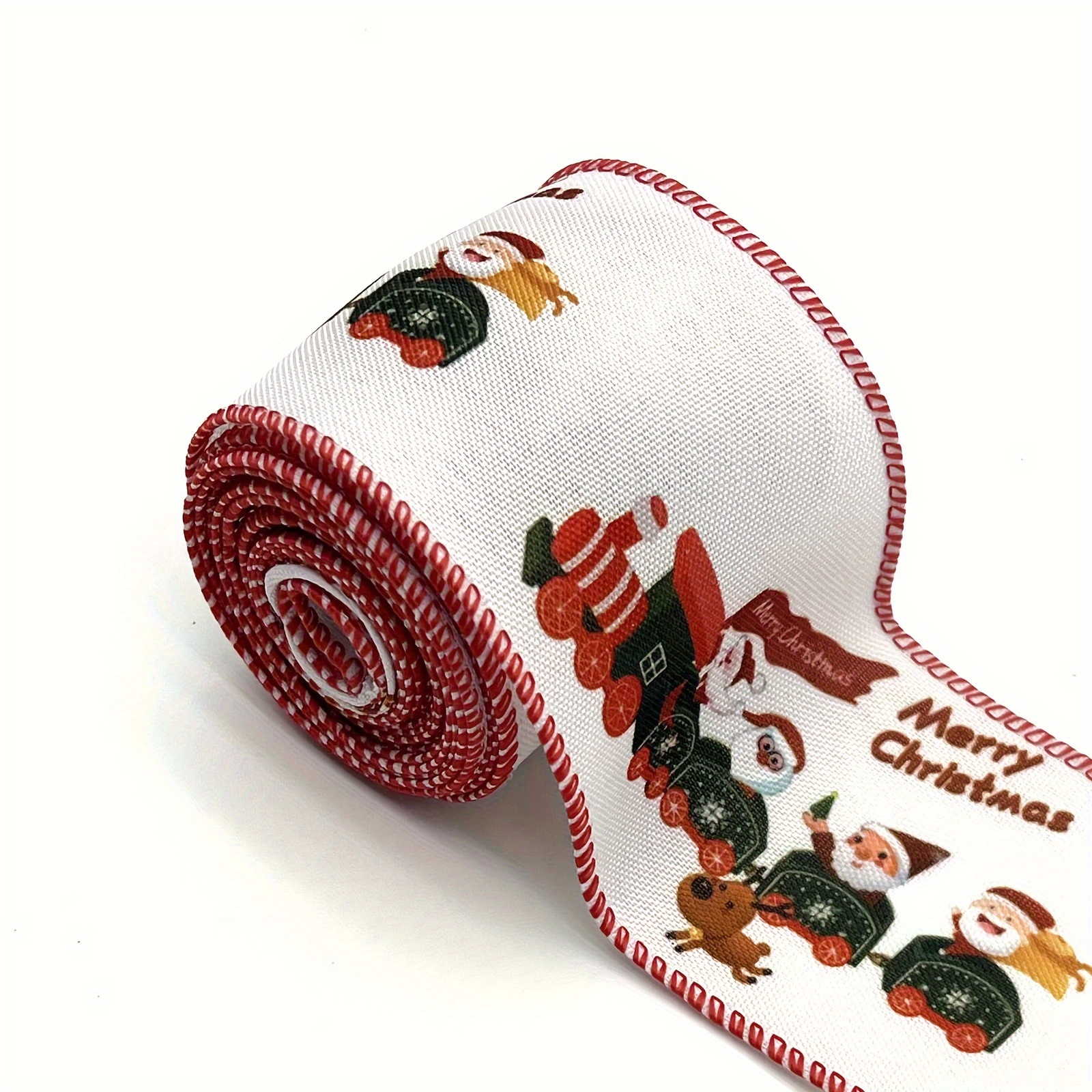 5 Yards Christmas Ribbon Red White Wired Edge Ribbon - Temu