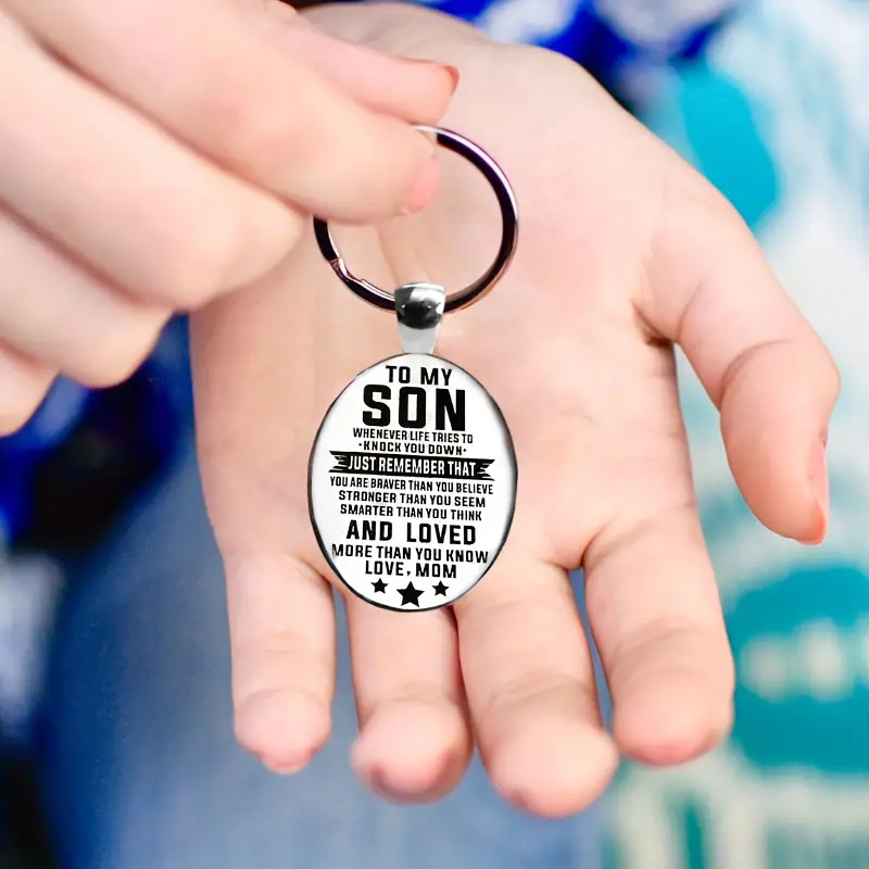 to My Son Inspirational Reminder Keychain Alloy Key Chain Ring Birthday Graduation Gift Son Teen Boys from Mom,Temu