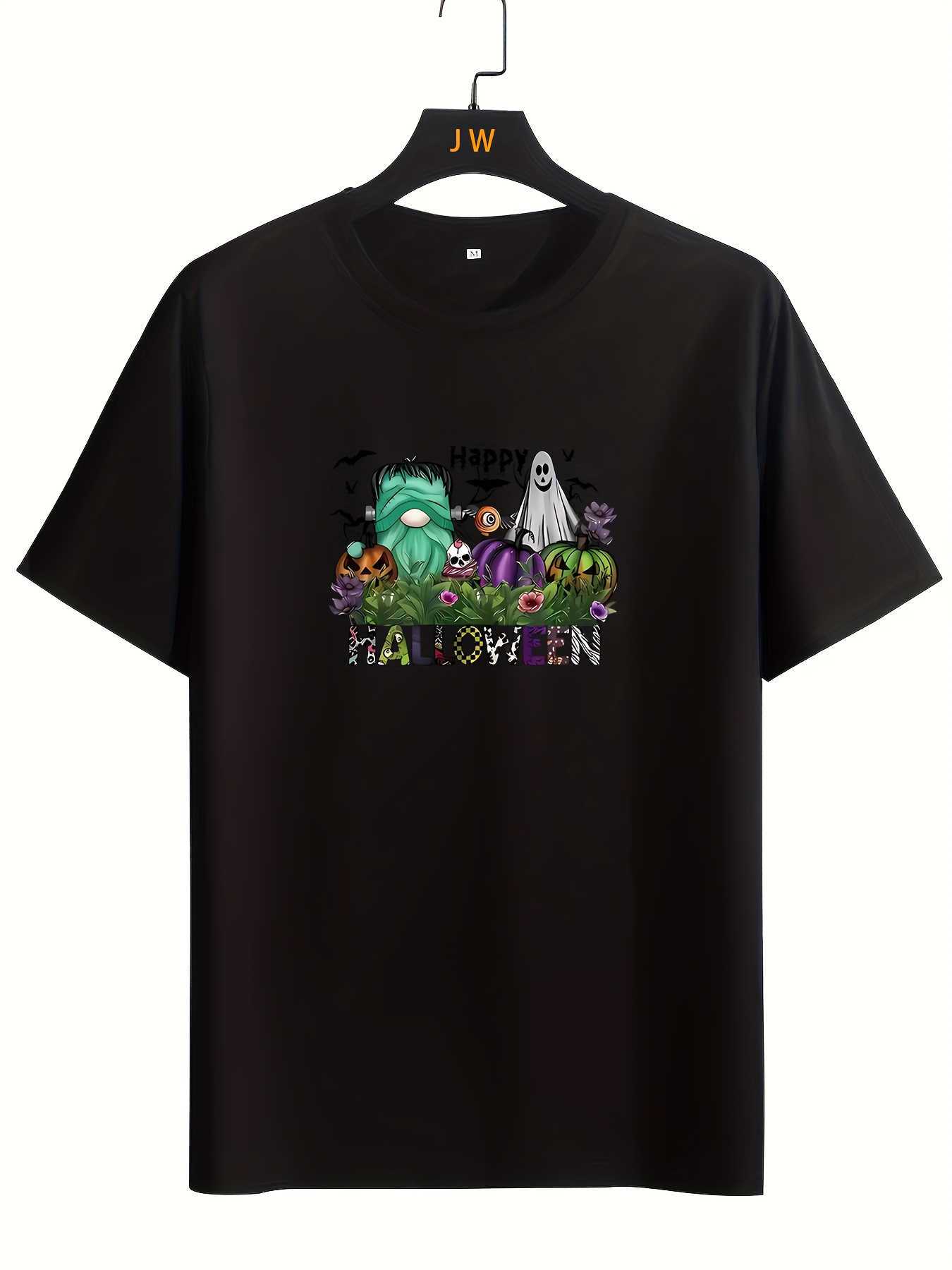 Happy Halloween Print Men's Graphic Design Crew Neck Active T