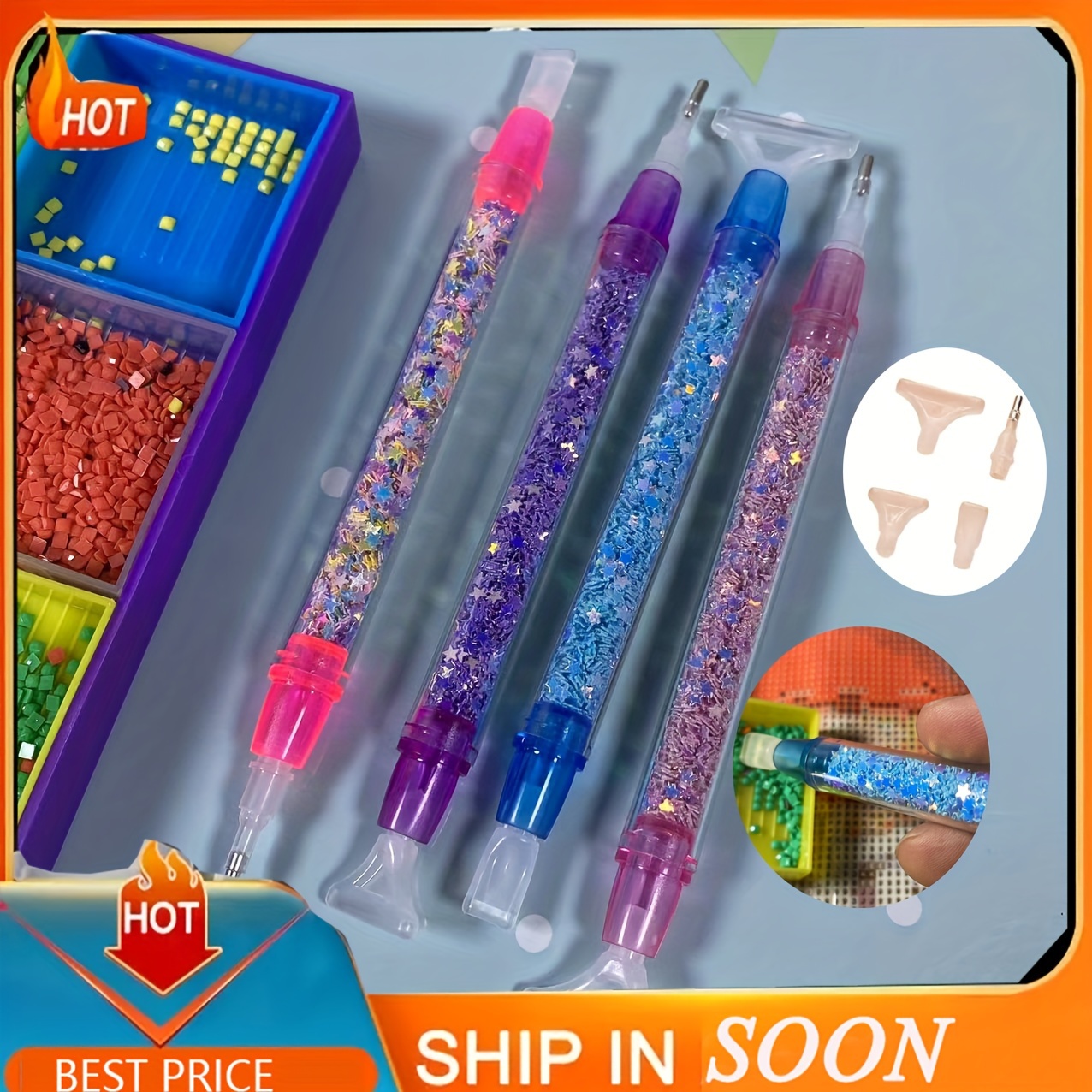 Upgrade Style Usb Charge Diamond Painting Pen Led Gem Picker Pens With  Light 5d Diamond Painting Mosaic Art Pen With 6 Replacement Pen Tips, 1  Magnifying Glass 1 Iron Organizer Storage Case