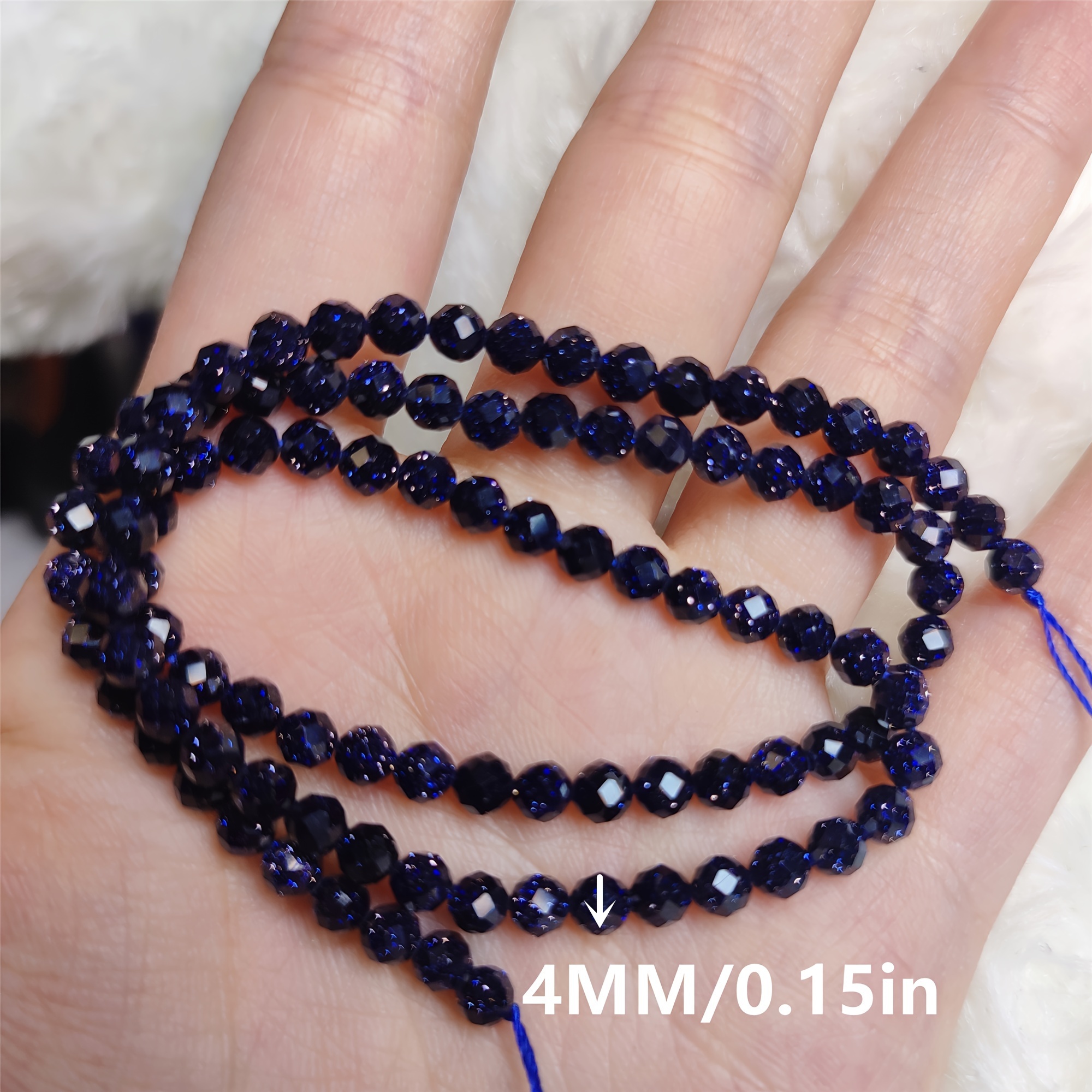 4mm * 4mm/5mm * 5mm Golden Sandstone/Blue Sandstone Square Faceted Beads -  DIY Accessories For Bracelets And Necklaces