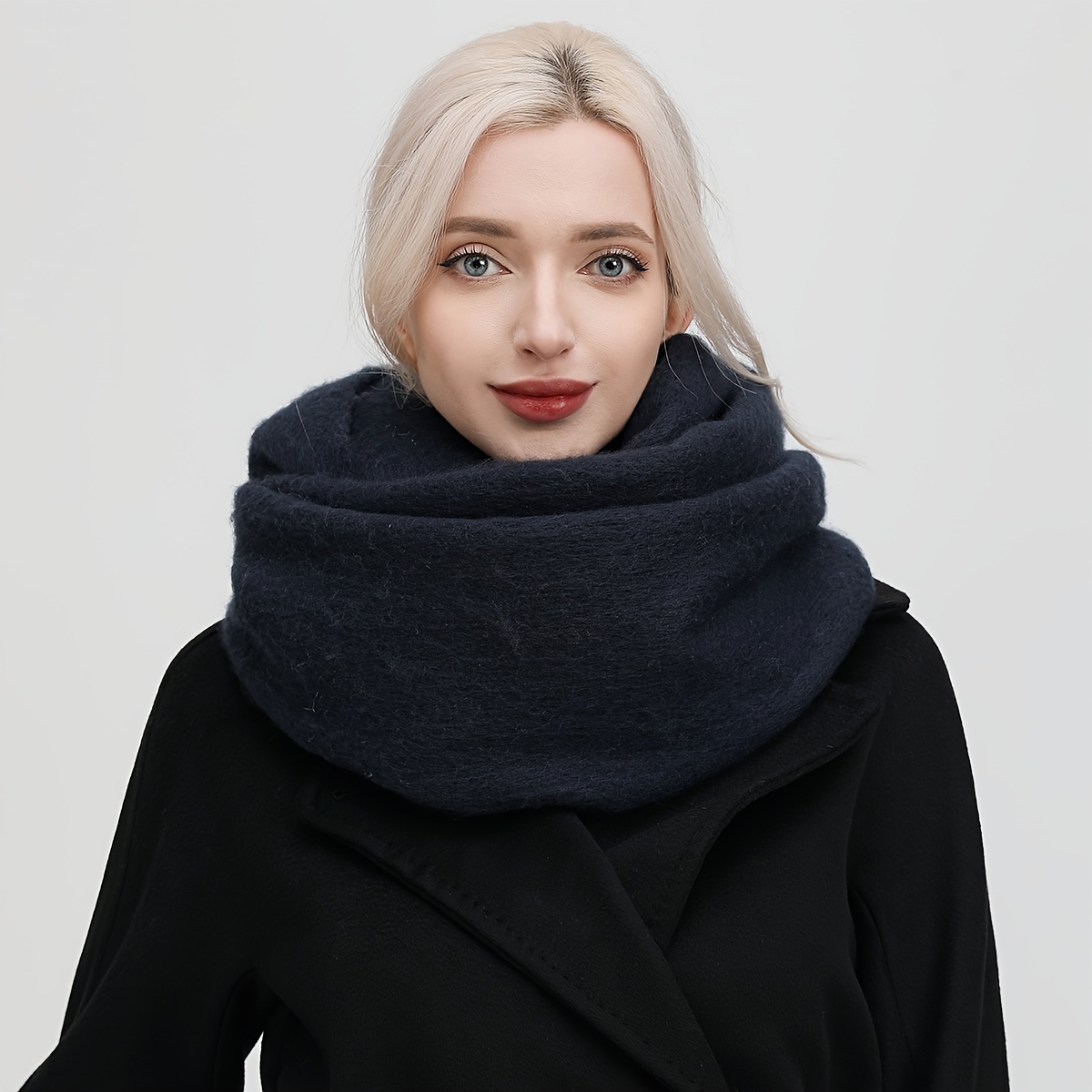 Imitation Cashmere Infinity Scarf Soft Thick Coldproof Neck Warmer Simple  Solid Color Large Loop Scarves For Women Girls Autumn & Winter