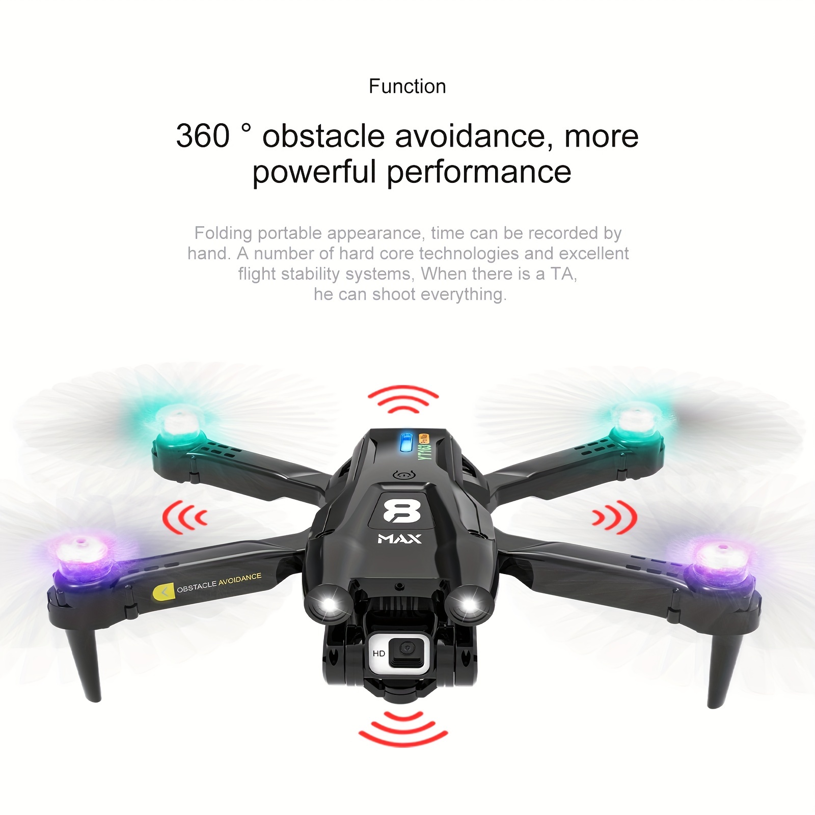 yt163 foldable drone remote control and app control easy to carry four sided sensor obstacle avoidance stable flight one key return high definition camera camera angle adjustable drone details 3