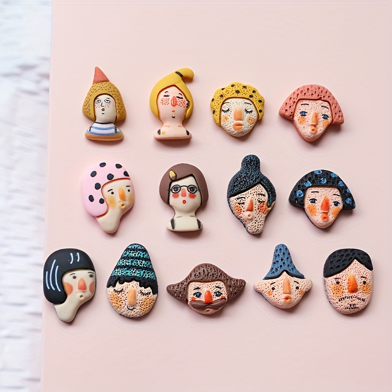 10pcs Funny Cartoon Avatar Resin Pendant Charms, for Keychains Headwear Cute Hair Accessories, DIY Jewelry Making Components,Temu