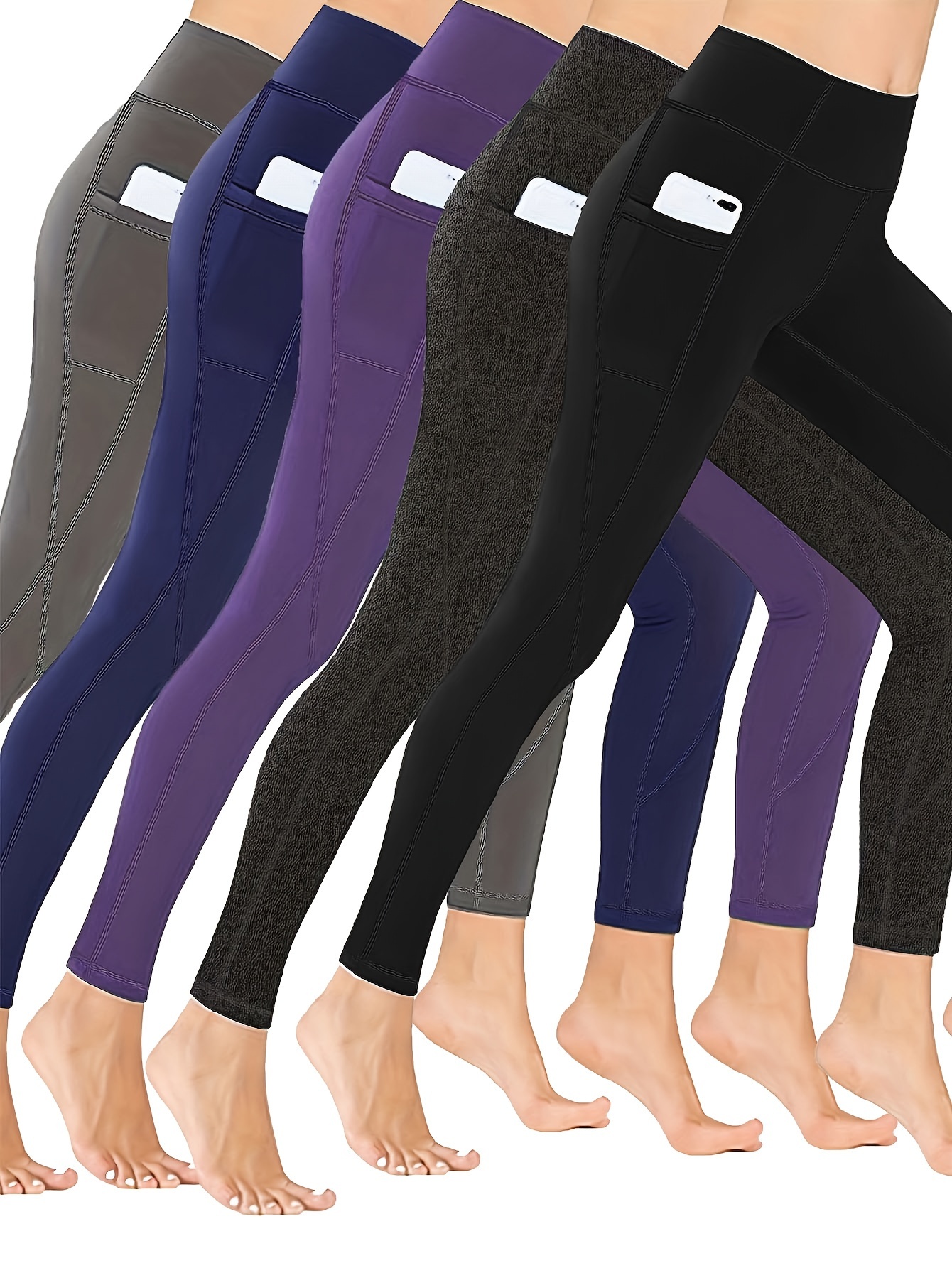 Plus Size Sports Leggings Women's Plus Solid Button Detail - Temu