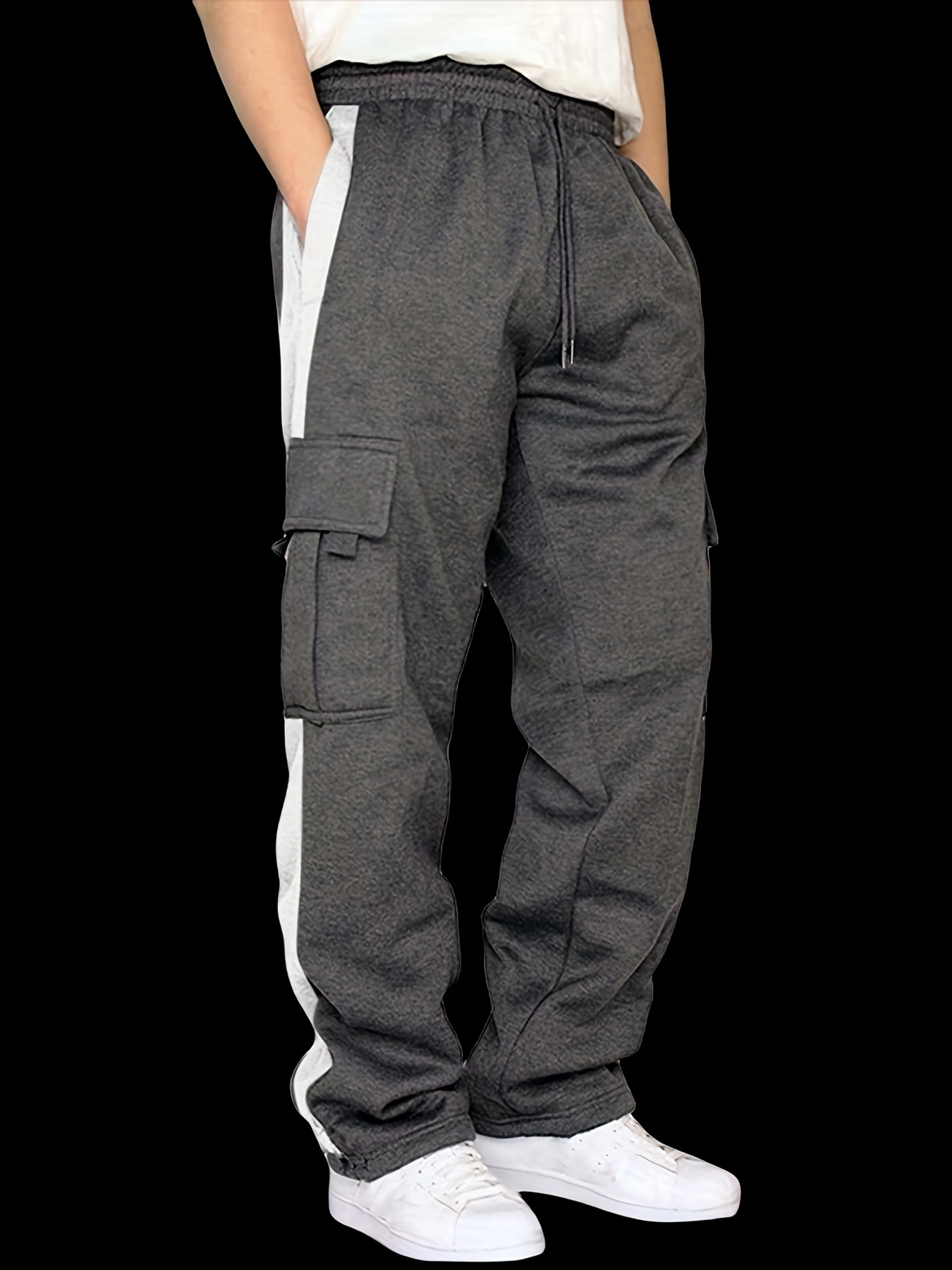 Pantalones deportivos para mujer, de forro polar, cómodos, Y2K, de cintura  alta, para entrenamiento, atletismo, con bolsillos