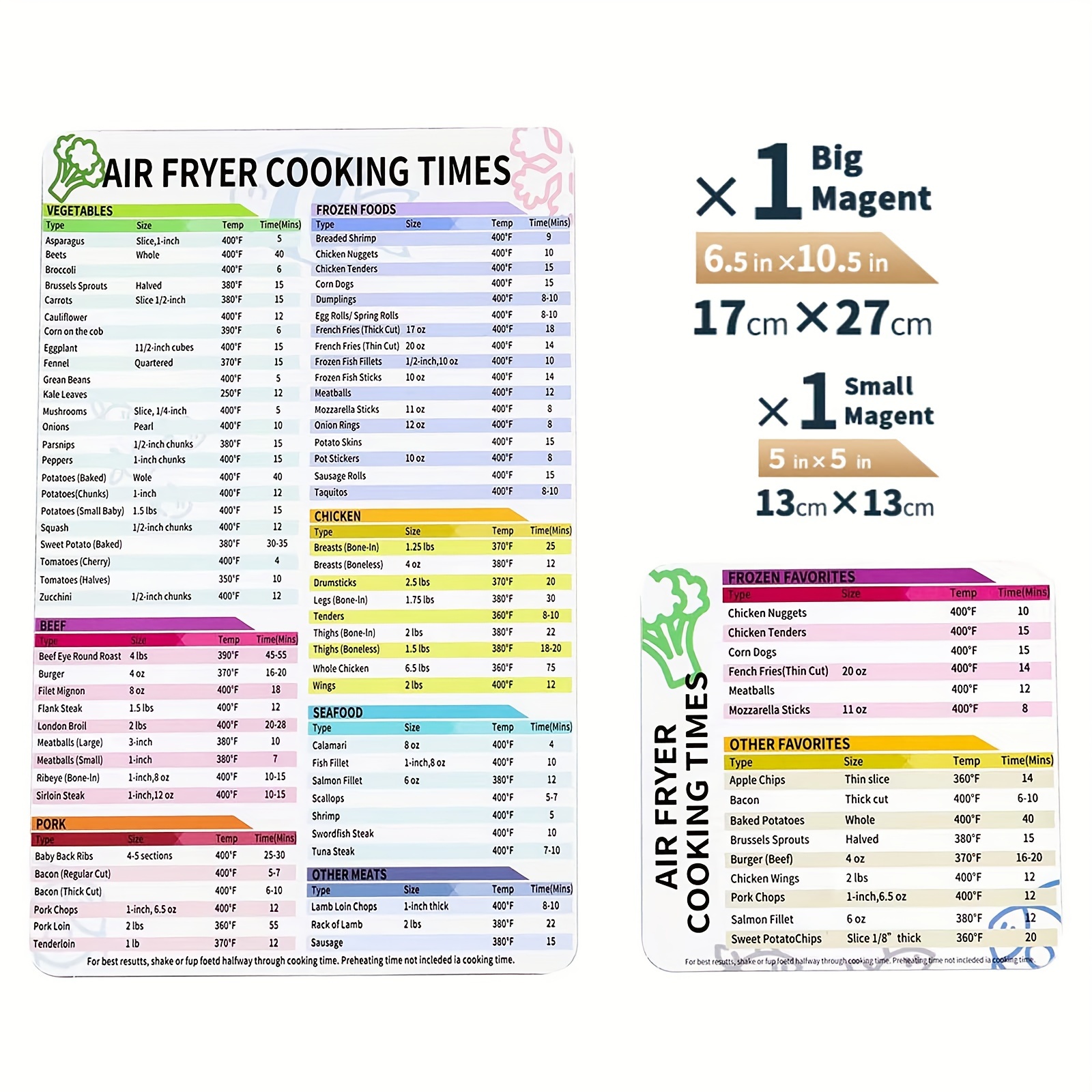 Air Fryer Magnetic Cheat Sheet Cooking Times Chart - Temu United Kingdom