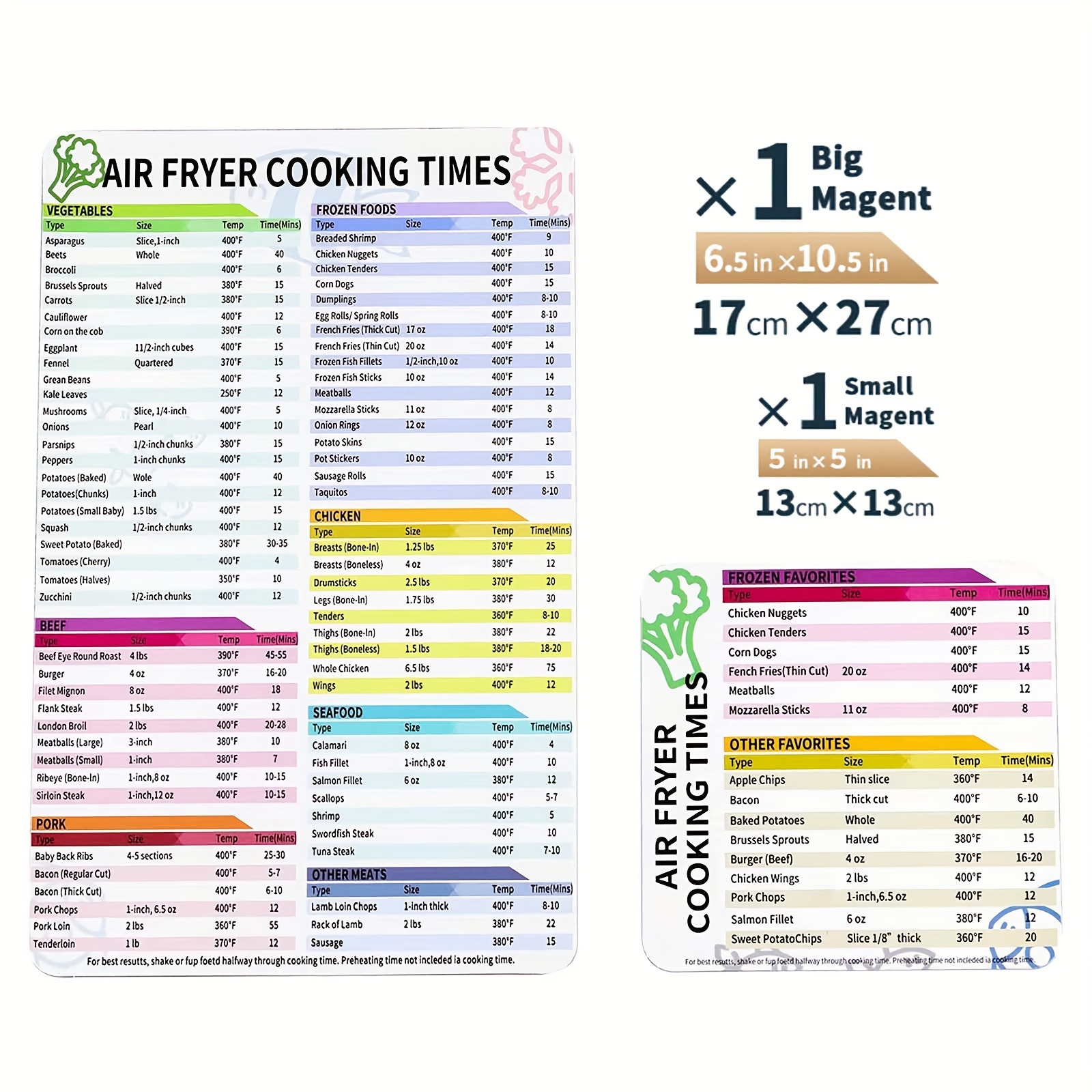 Air Fryer Cooking Times Cheat Sheets