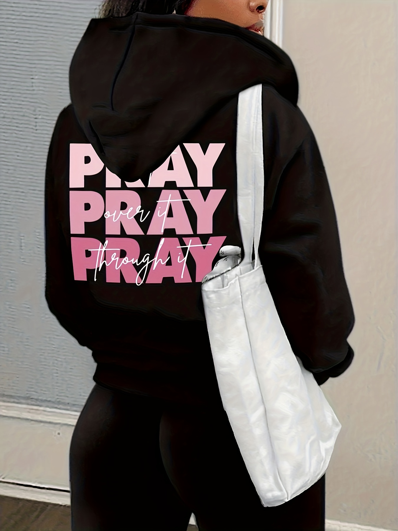 Sudadera Con Capucha Con Estampado De Letras Pray On It - Temu Chile